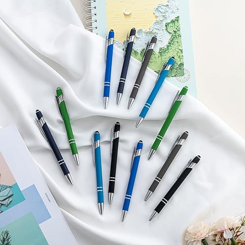 Miniatura 6 de PASISIBICK Bolígrafo de 12 piezas con punta de lápiz capacitivo, 2 en 1, lápiz capacitivo de metal de alta calidad para pantallas táctiles, tinta