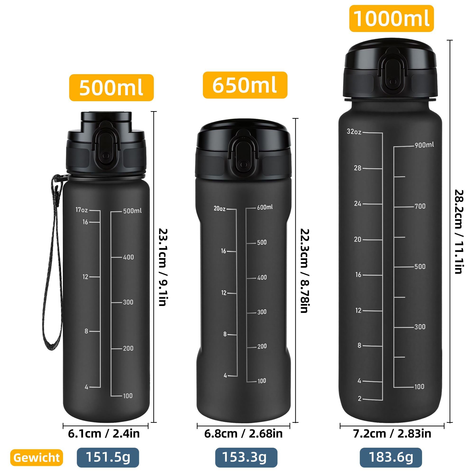 OLDLEY 650ml Wasserflaschen mit Sieb, BPA-freie auslaufsichere Trinkflasche, leichte wiederverwendbare 0… – Ansicht 4