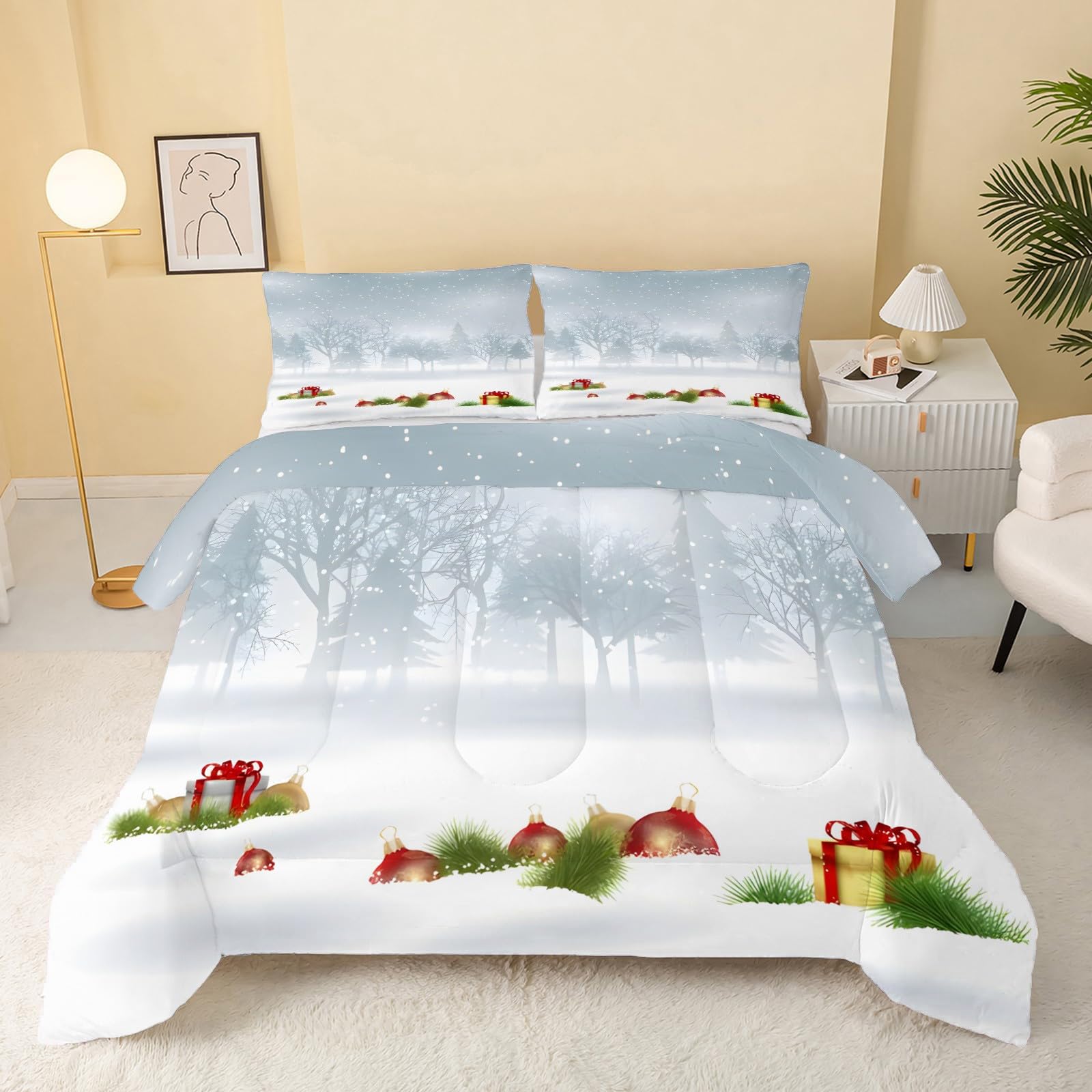 Couette 220x240 4 saisons et 2 taies d'oreiller pour lit 2 personnes