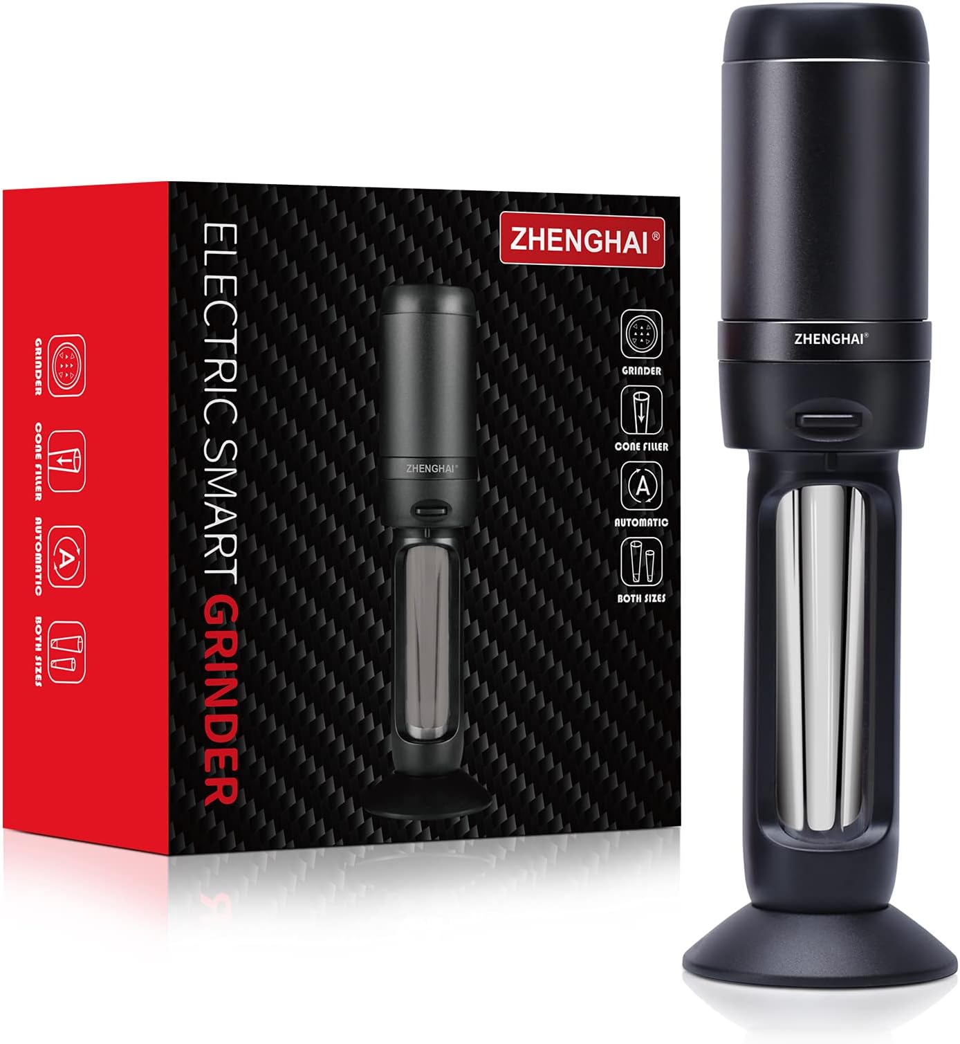 Electric Smart Herb and Spice Grinder, Grinding Fill Integrated. Two-way Automatic, Upgrade Sharp teeth, Fine Grind, For Fluffy Product (Black)