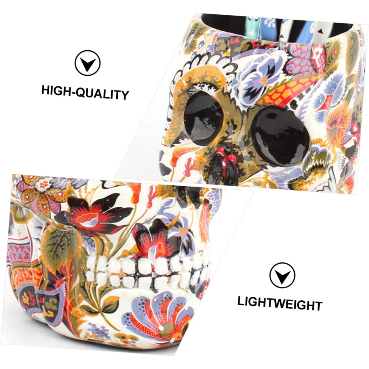 EXCEART Organizador de Escritorio para Bolígrafos de Resina, Calavera
