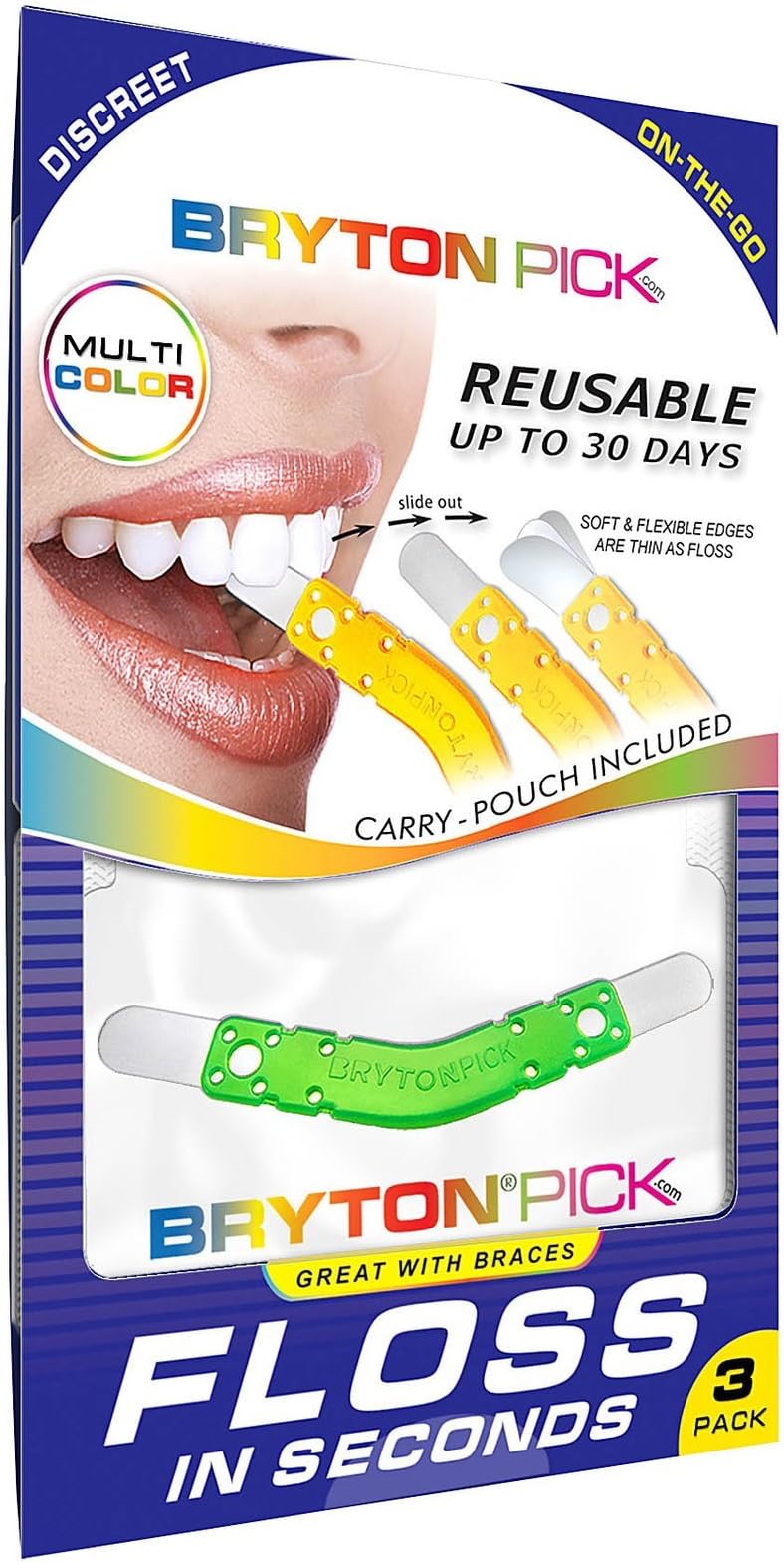 BRYTONPick -3 Pack INTERDENTAL CLEANER - Great for use with Braces & Invisalign! Also Available in 10 & 20 Packs
