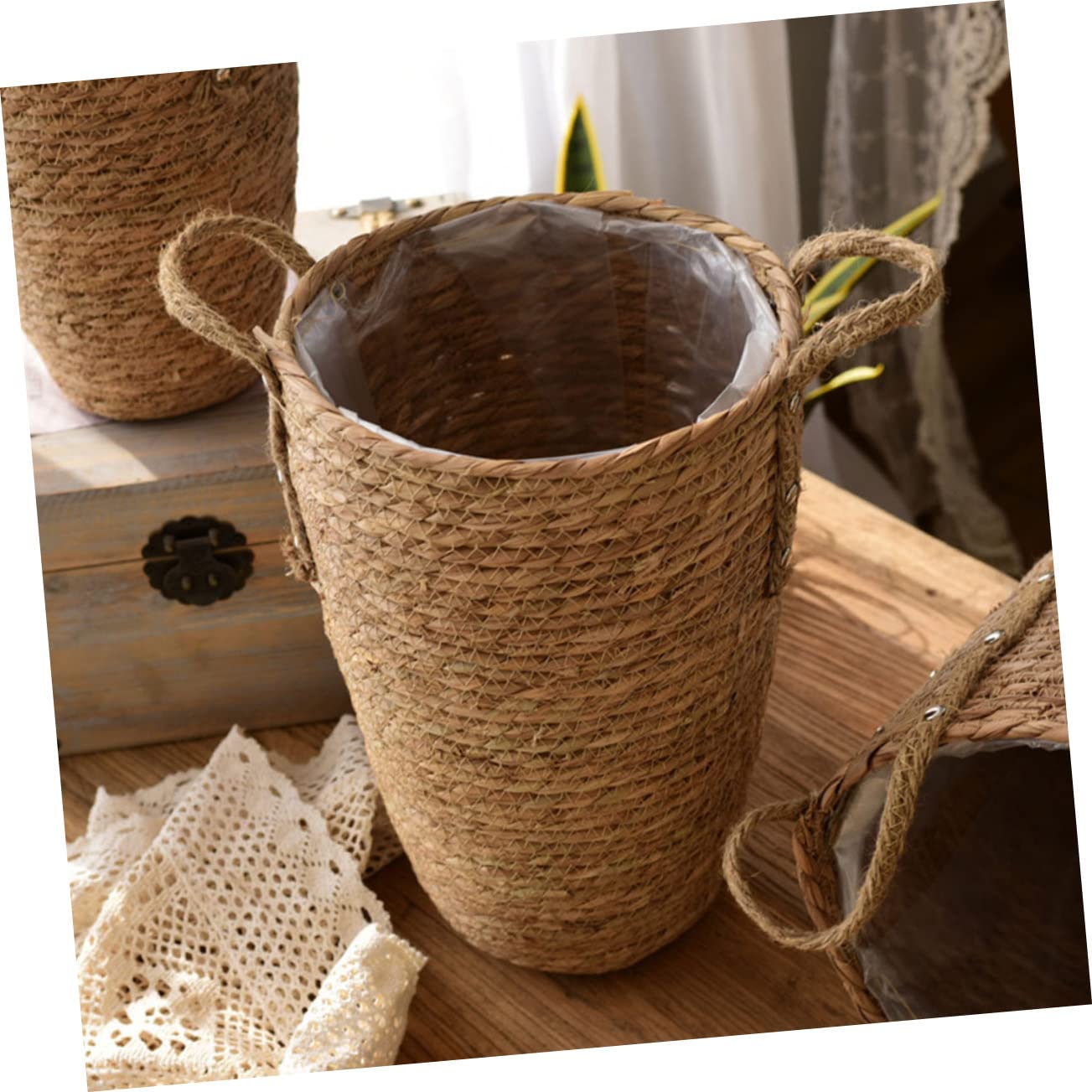 Handgefertigter Geflochtener Pflanzenbehälter Rattan Eleganter Blumentopf Für Moderne Wohnräume Für Blumen Und Pflanzen Wohnzimmer Küche Garten Und