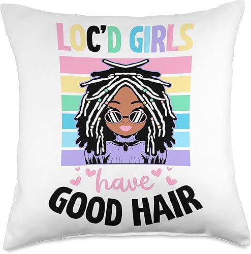 Locs Afro Dreadlocks Love Beauty Hair Loc'd Good Hair Black American African Girl Throw Pillow, 18x18, Multicolor Locs Afro Dreadlocks Love Beauty Hair Loc'd Good Hair Black American African Girl Throw Pillow, 18x18, Multicolor