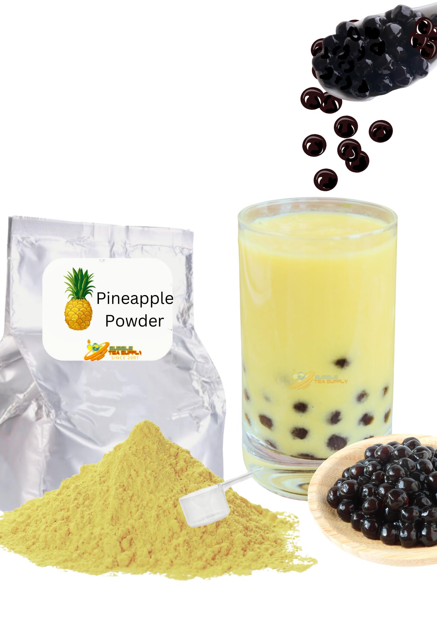 Pineapple Flavored Boba Bubble Tea Powder for Milk Tea Premium Instant Drink Mix - 2.2 LB bag for 40-45 Servings - Just Add Tapioca Pearls by BUBBLE TEA SUPPLY