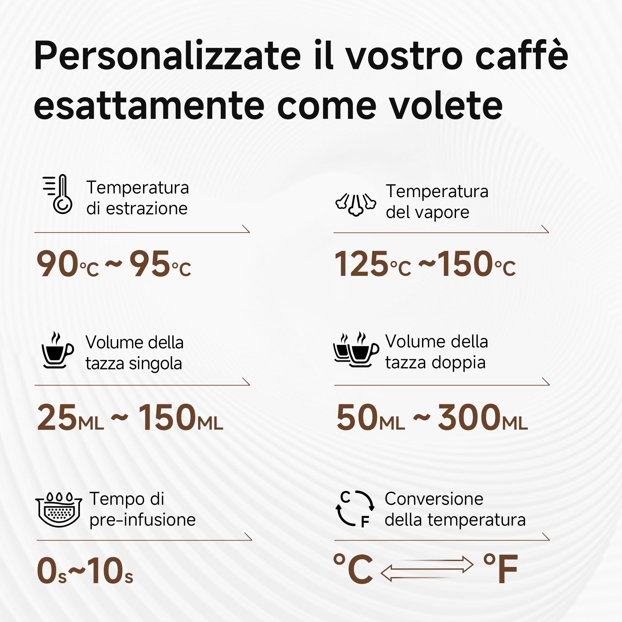 HIBREW Macchina Caffè Espresso Programmabile, Macchinetta Caffè Polvere in Acciaio Inossidabile da 19 Bar con Lancia Vapore, Serbatoio d'Acqua Rimovibile da 1,8L, Regolazione Multifunzionale
