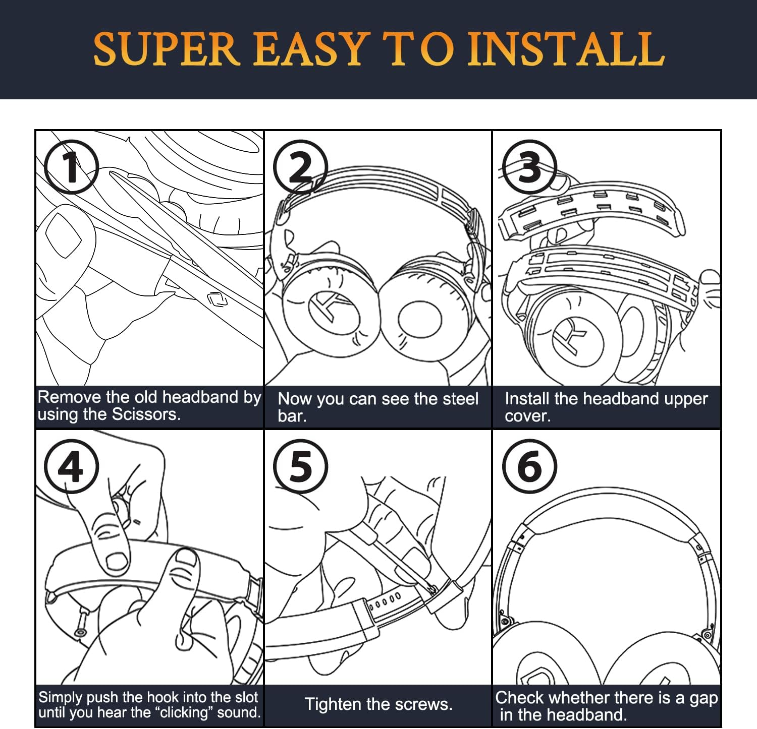 SOULWIT Headband Cover for Bose QuietComfort 25(QC25) Headphones, Replacement Headstrap Pad Repair Part - Black - Image 9