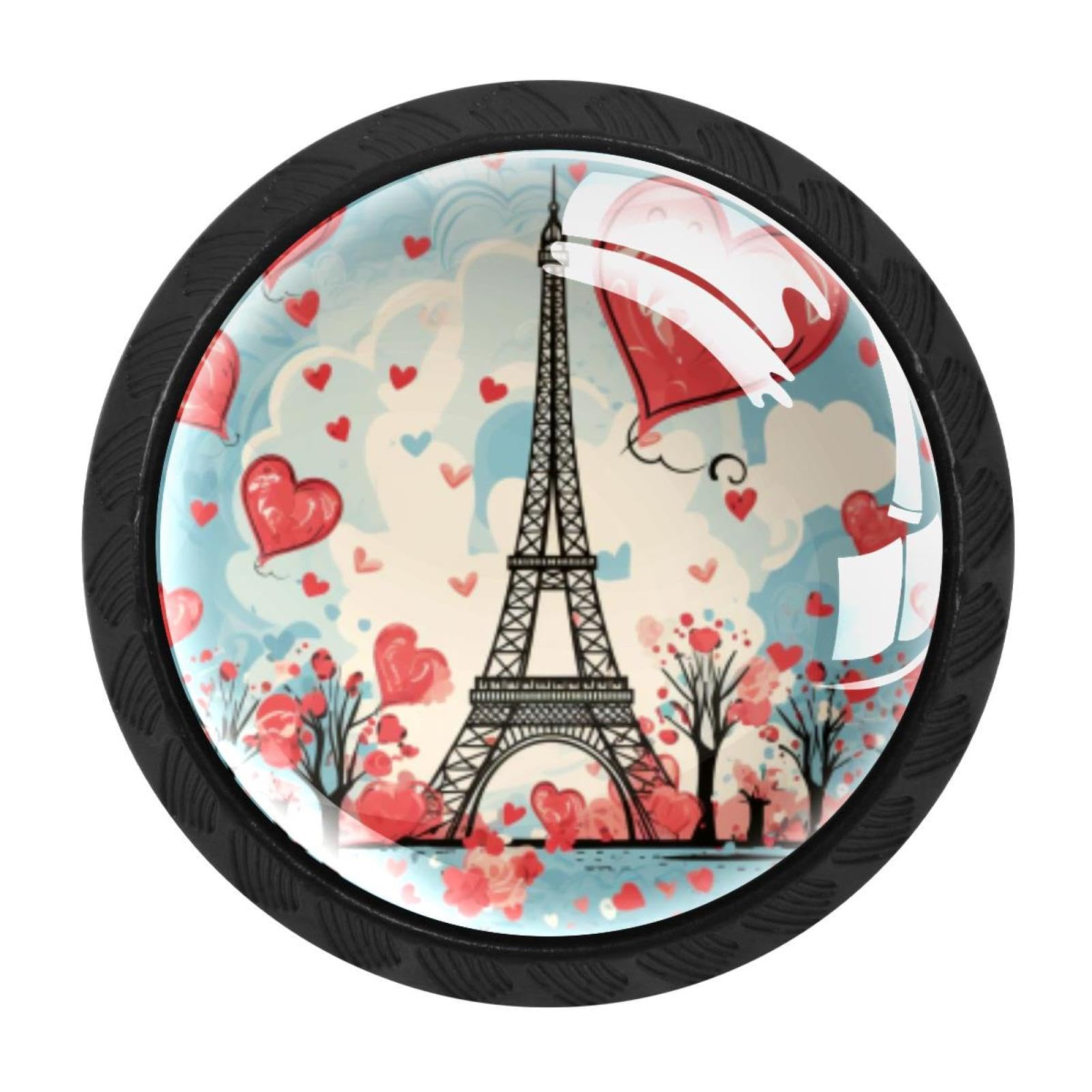 Chenzzzz Multicolored 13 4 Pack Black Eiffel Tower Valentine's Day Kitchen Handles, Cabinet Pulls Hardware For Cupboard Drawer Knobs Dresser Pulls