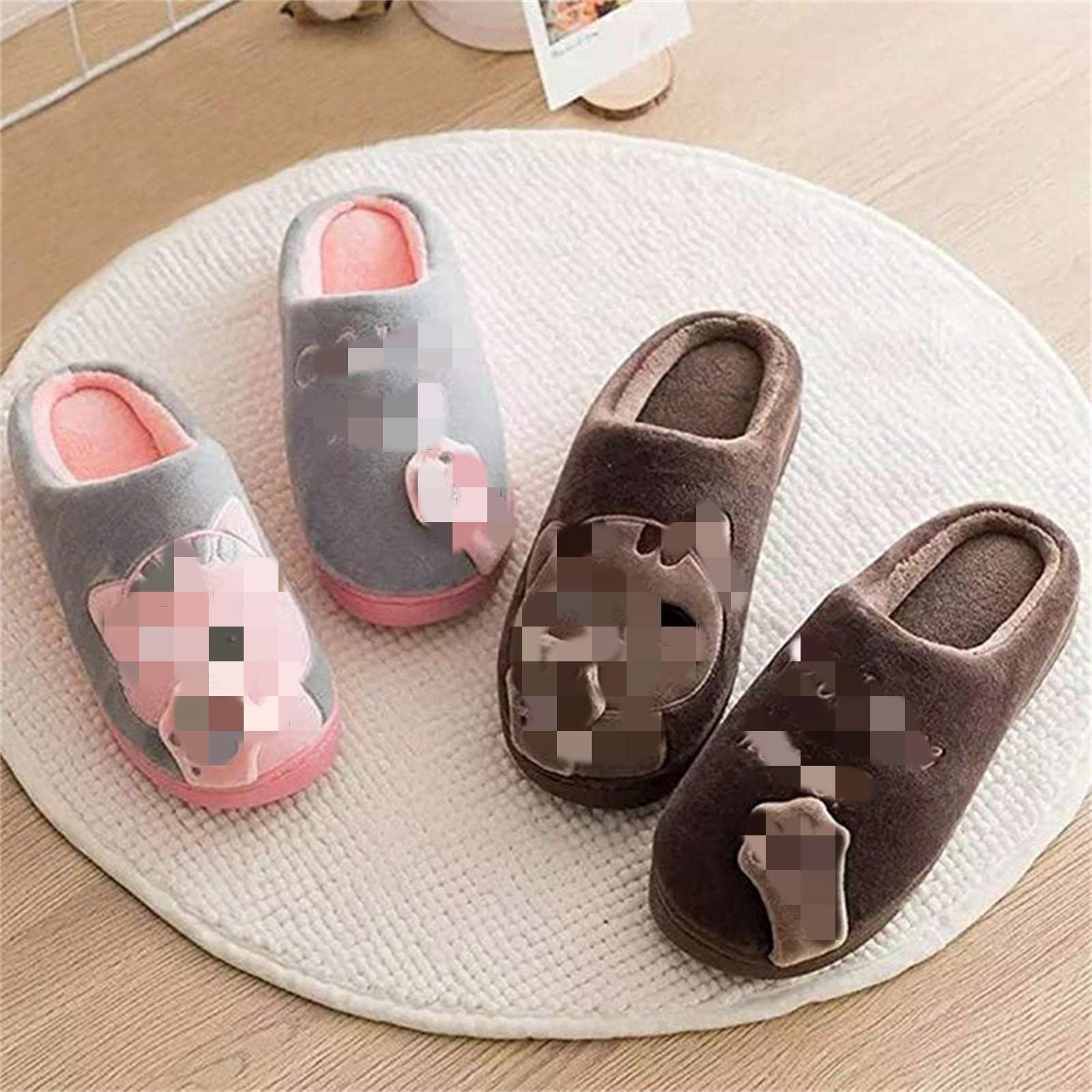 Pantuflas de Algodon Zapatillas De Invierno Zapatos De Casa De Interior Chanclas