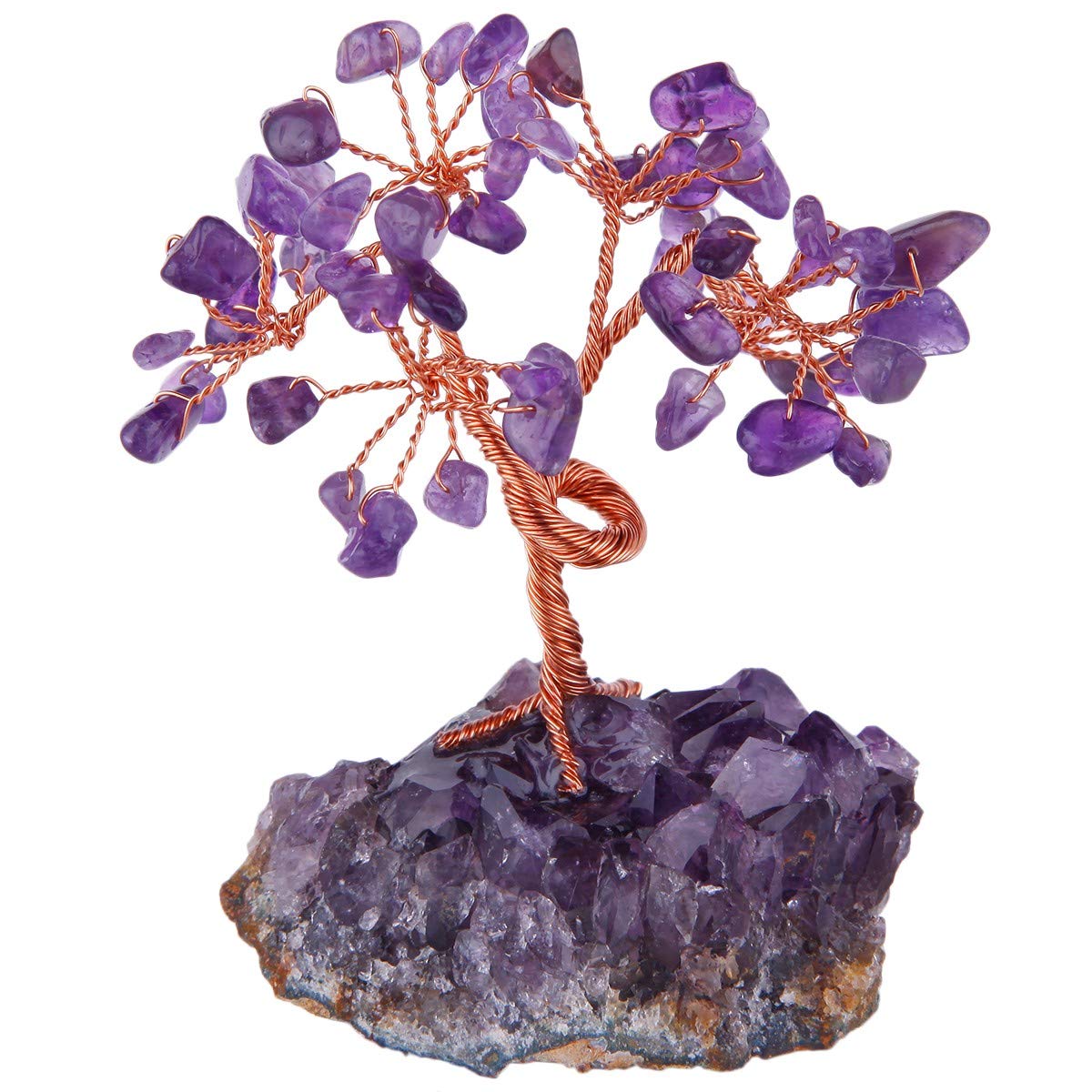 rockcloud Natural Crystal Tree Stones Chips Money Tree with Rock Quartz Base Home Decoration for Wealth and Luck Purple RCZ0015005