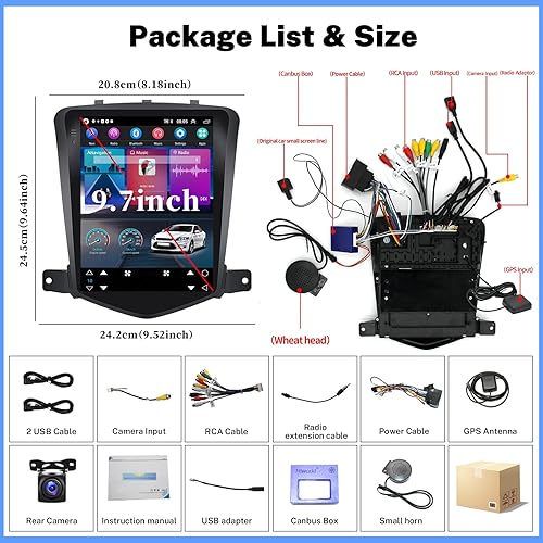 Miniatura 7 de 2G+64G para Chevrolet Chevy Cruze J300 2009-2015 Radio Android 13 Estéreo de coche inalámbrico Carplay Android Auto 9.7 pulgadas T-Style pantalla