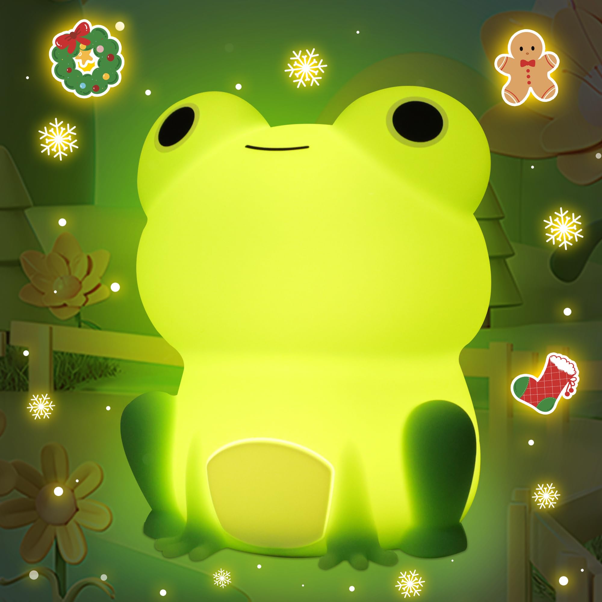 Attivolife Cute Frog Night Light for Kid Squishy Animal Silicone Lamp Rechargeable Portable and Dimmable Touch Control Best