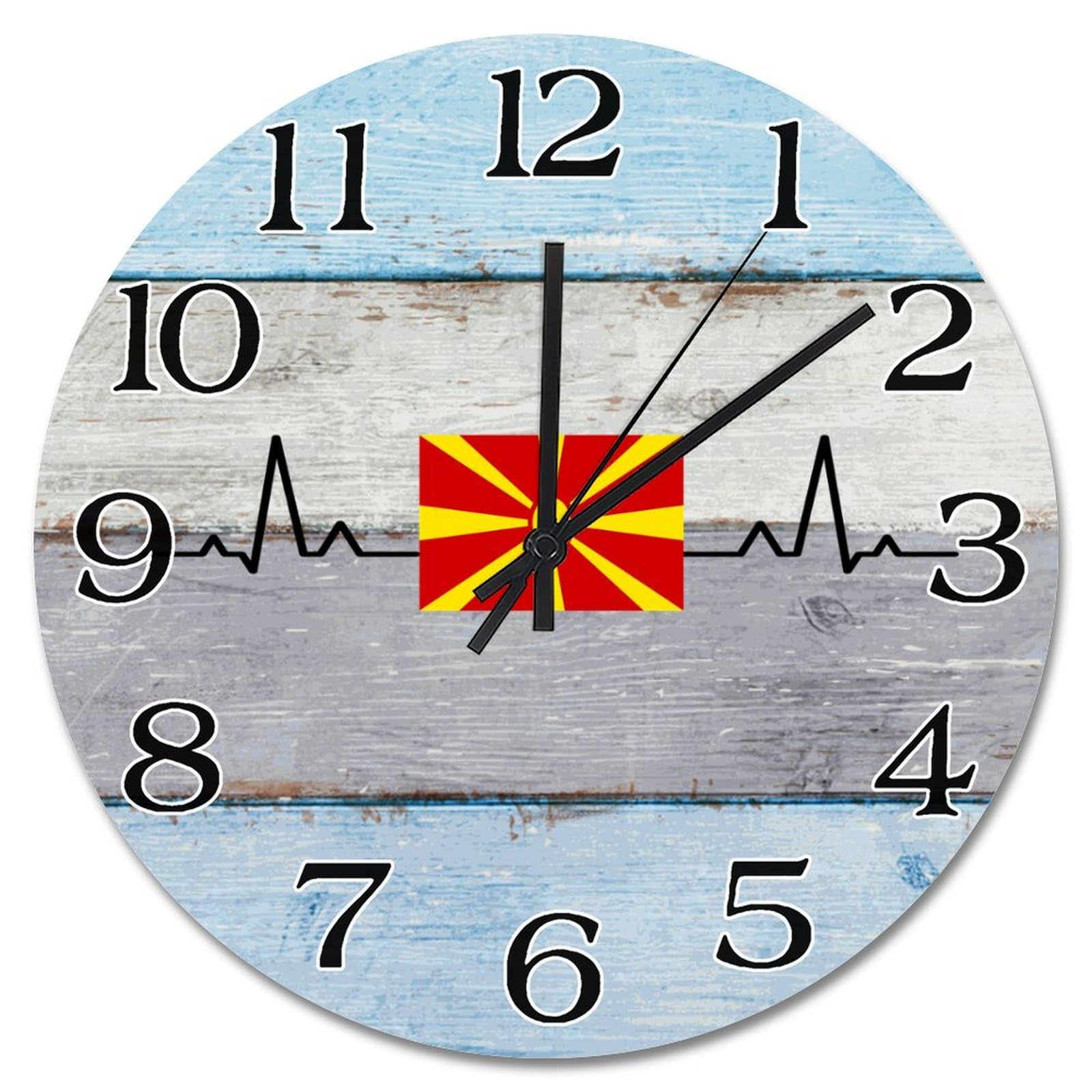 Horloge murale Macédoine ronde 38cm pour déco salon et chambre voyage