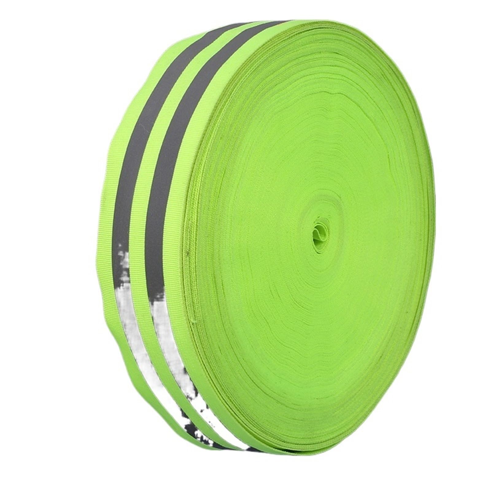 cinta reflectante para ropa, Cinta de Tela Reflectante Verde Fluorescente 5cm Ancho Doble Tiras Reflectantes de 1cm 5m(100 Meter)