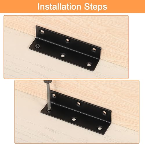 Miniatura 6 de uxcell Juego de 20 soportes de esquina en L, 20 unidades, 0.787 x 0.787 x 3.150 in, acero inoxidable, ángulo recto de 90 grados, con tornillos, para