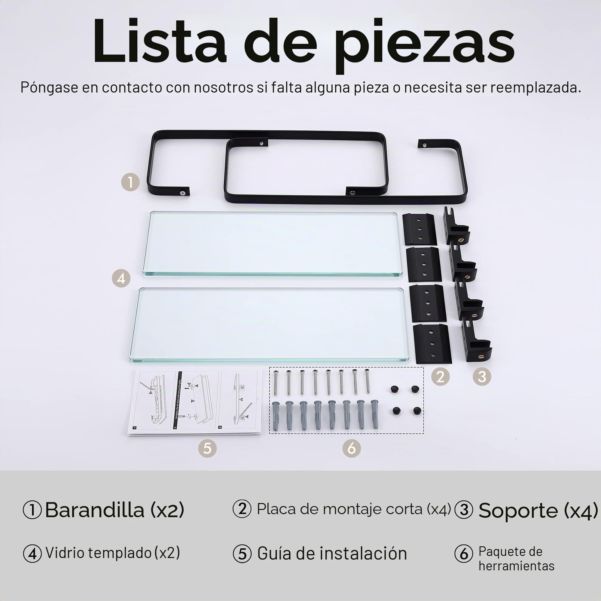 KES Estantería Baño Vidrio Templado 8mm Extra Gruesa Montado en la Pared Negra Aluminio Negro 2 Pieza