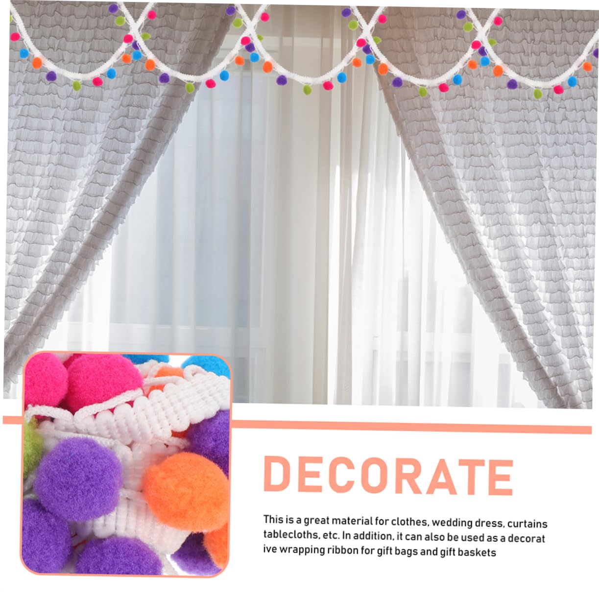STOBOK 32piezas Lote Cintas Decorativas Con Pompones De Lana Para Manualidades Para Fiestas Bodas y Proyectos De Costura Creativos Longitud Suficiente Para Diversas Decoraciones