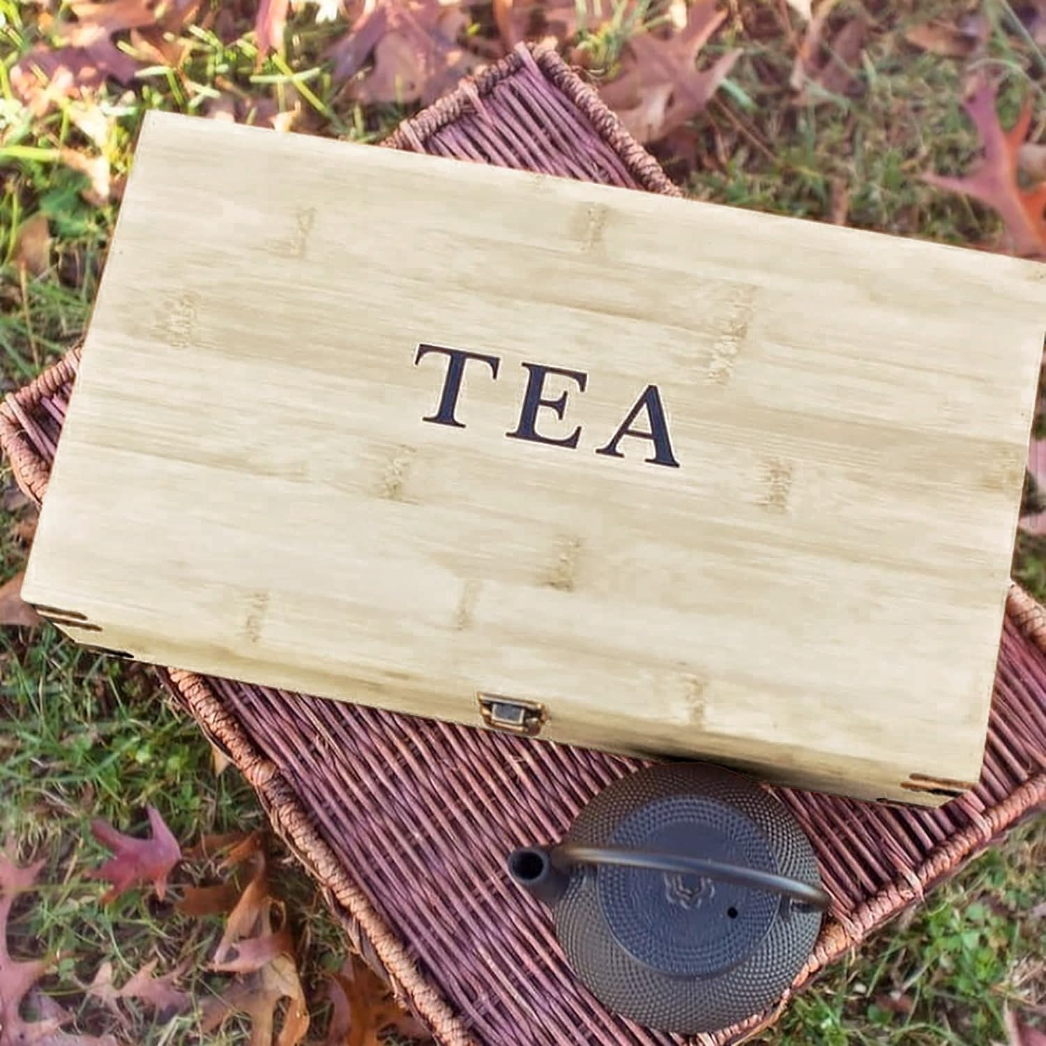 Zen Earth - Caja de Almacenamiento de Madera de Pino (Madera de Pino Natural Tea, 8 Ranuras)