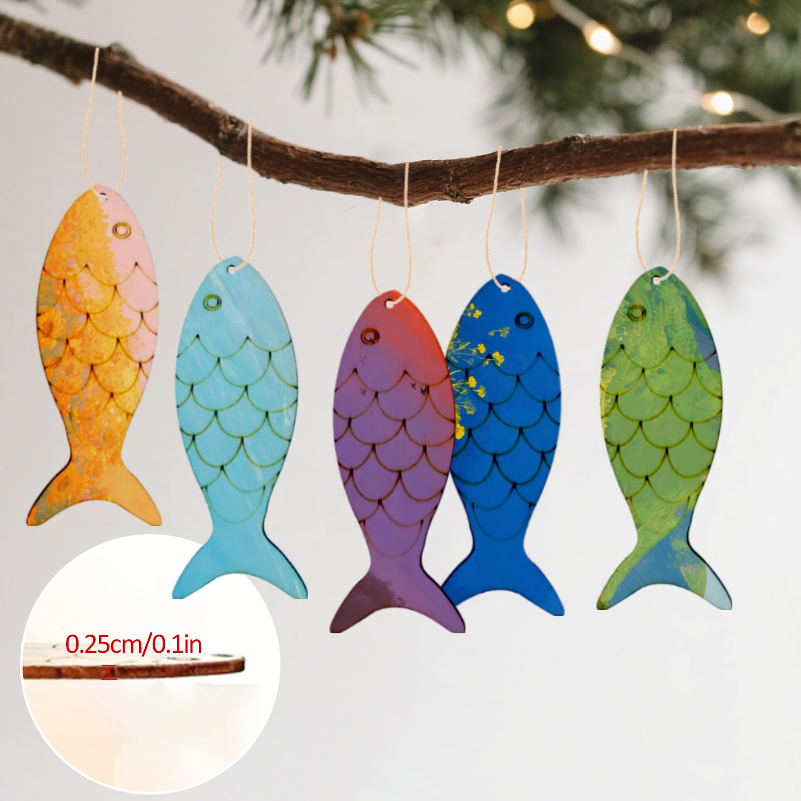 Wooden Craft Shapes for DIY Crafting,30Pcs Blank Wooden Fish Plaques for Hanging Ornaments Party Decor,Crafts Gifts for Boys Girls - Image 4