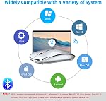 Bluetooth Mouse, Rechargeable Wireless Mouse Compatible with MacBook Pro/Air/iPad/Laptop/PC/Mac/Tablet/Computer, Silver