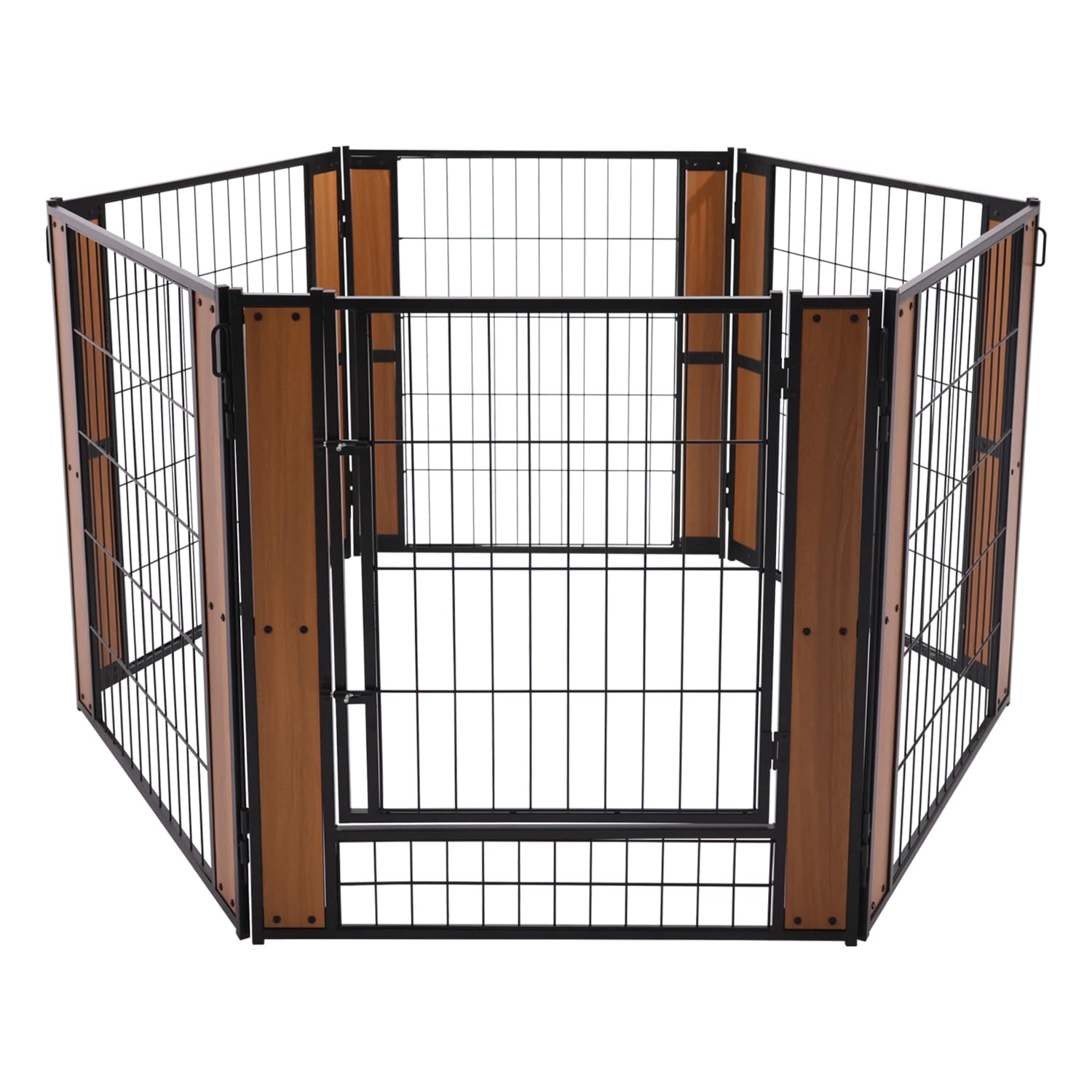 Dog Playpen, 31.5" Height Dog Pen, Heavy Duty, Safe and Sturdy, Foldable Dog Fence for Indoor and Outdoor Use (Woodgrain)