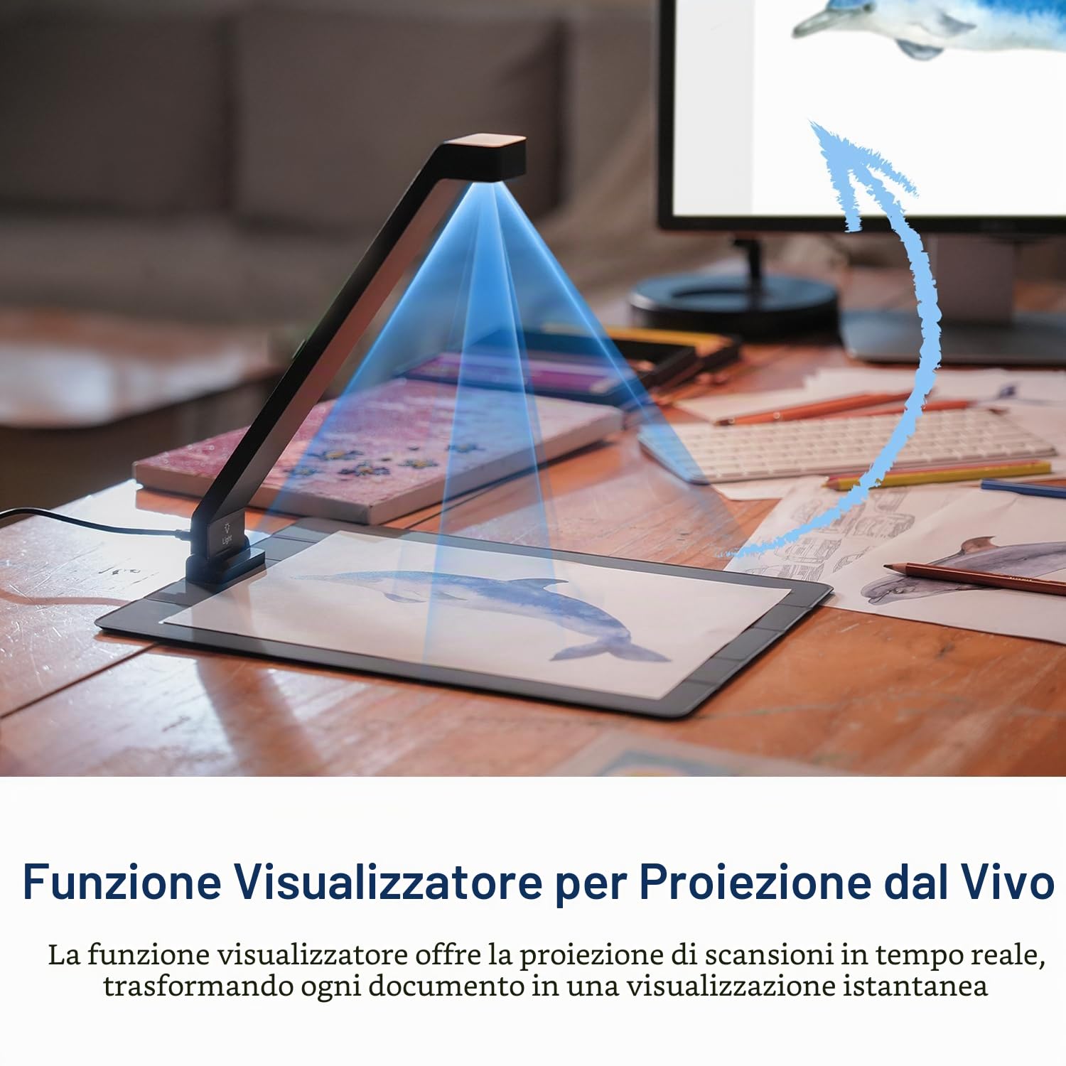 JOYUSING Scanpad100 - Scanner per documenti portatile, fotocamera per documenti USB da 13 MP, 1 s per scansione, formato A4, OCR, miglioramento AI, pronto per i viaggi, supporto Win e Mac e Linux (non