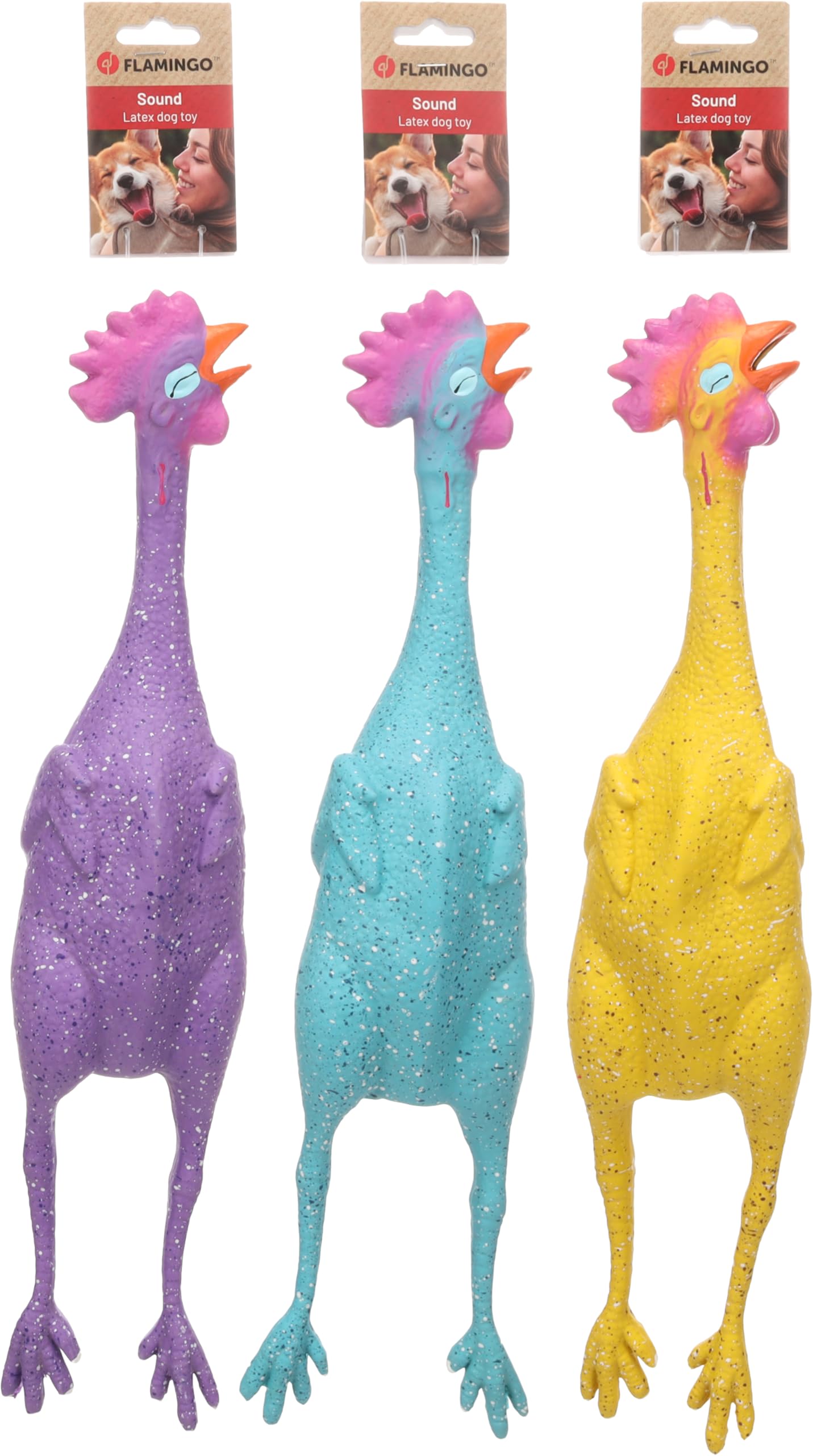 Flamingo TOY FRECKLES CHICKEN L SEVERAL COLOURS 48,5x10x8,5CM ASSORTMENT
