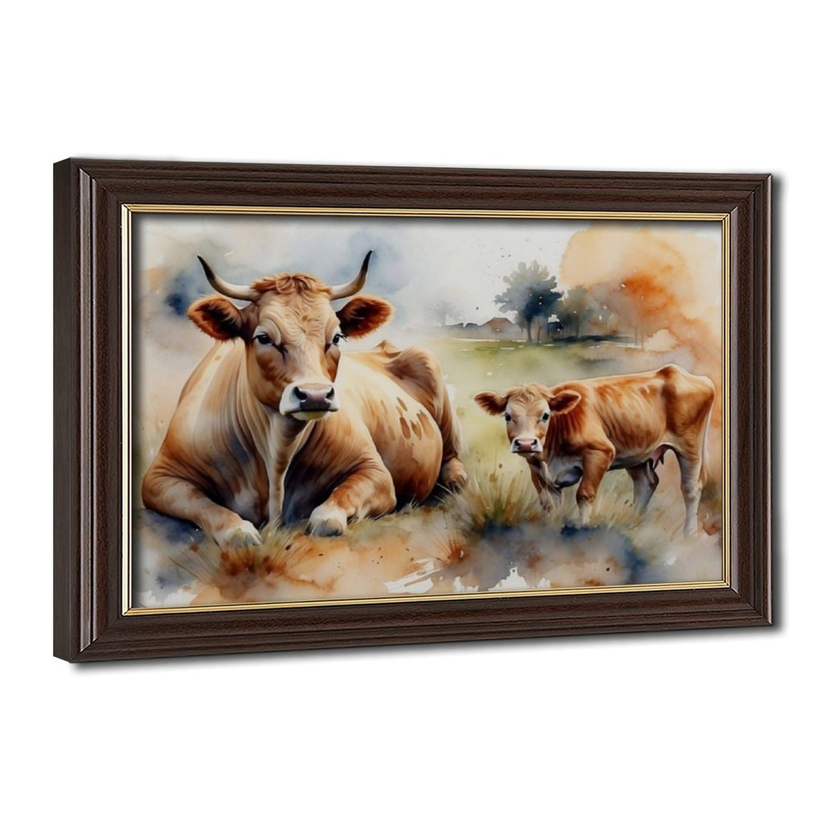 Bareronor Mokume Gane Frame-Style Cow Canvas Poster For Dorm Room Decor Gift