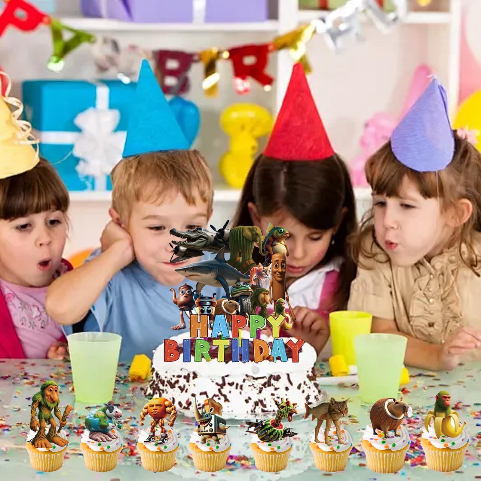 Kit 13 Cake Topper Italian Brainrot Per Torta E Cupcake – Decori Divertenti In Cartone Per Compleanni E Feste A Tema