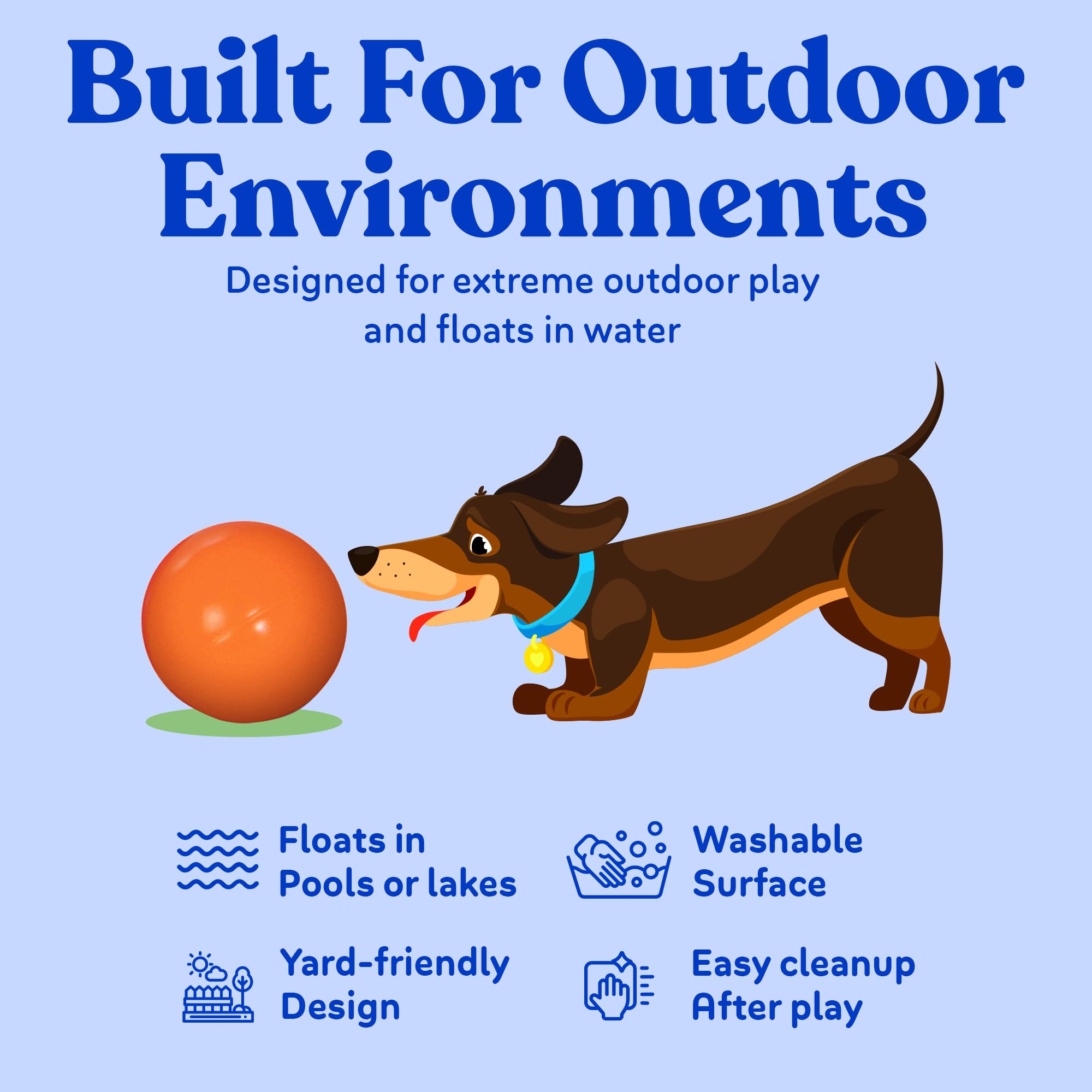 Doggie Dooley Pelota para perros prácticamente indestructible, juguete interactivo de plástico duro de 14 pulgadas para razas grandes de más de 75 libras, construido para pastoreo y juego de empuje