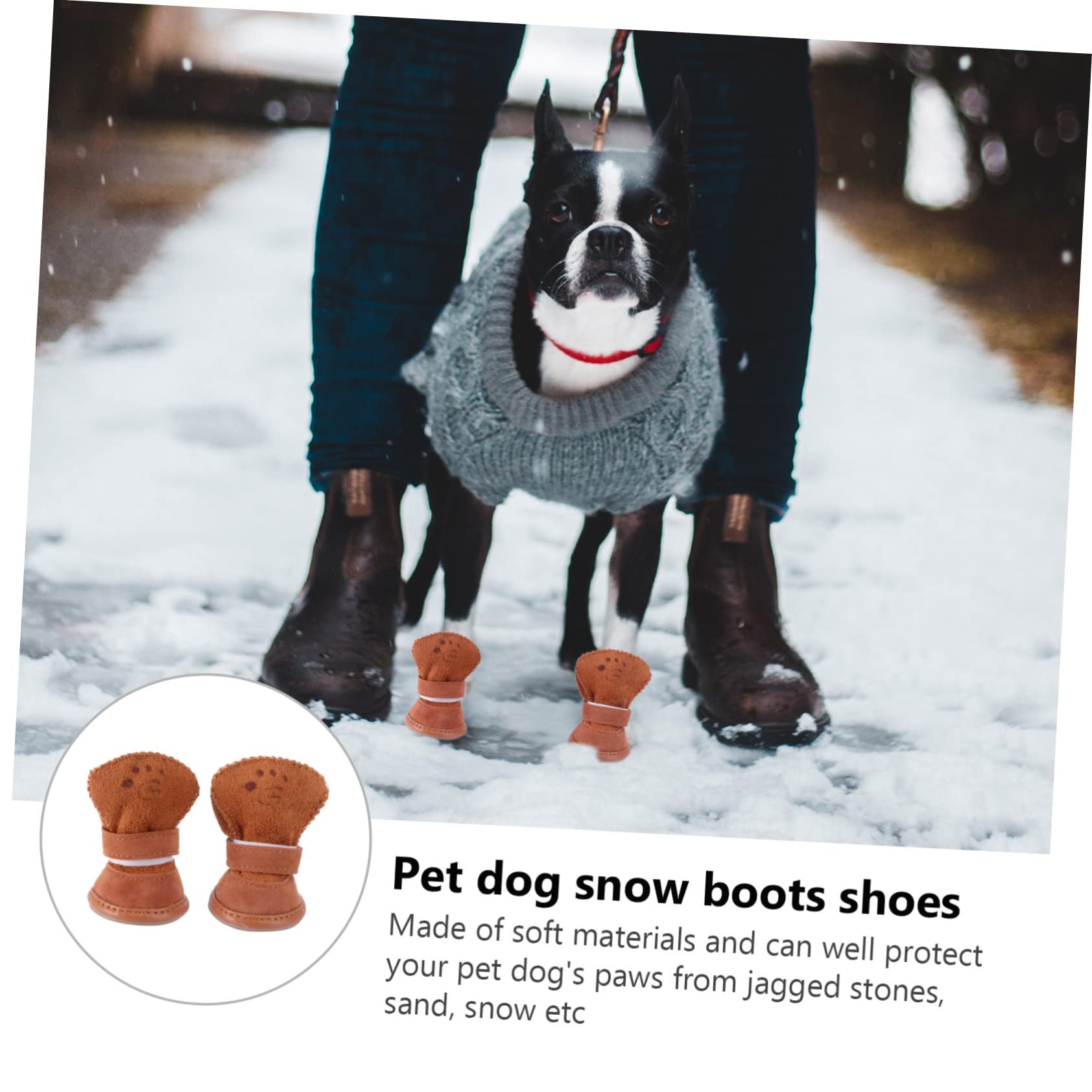Didiseaon 12pezzi Stivaletti Invernali per Cani Caldi e Antiscivolo Fleece Scarpe per Cani di Taglia XXL caffè Protezione per Zampe Neve e Terreni Abrasivi