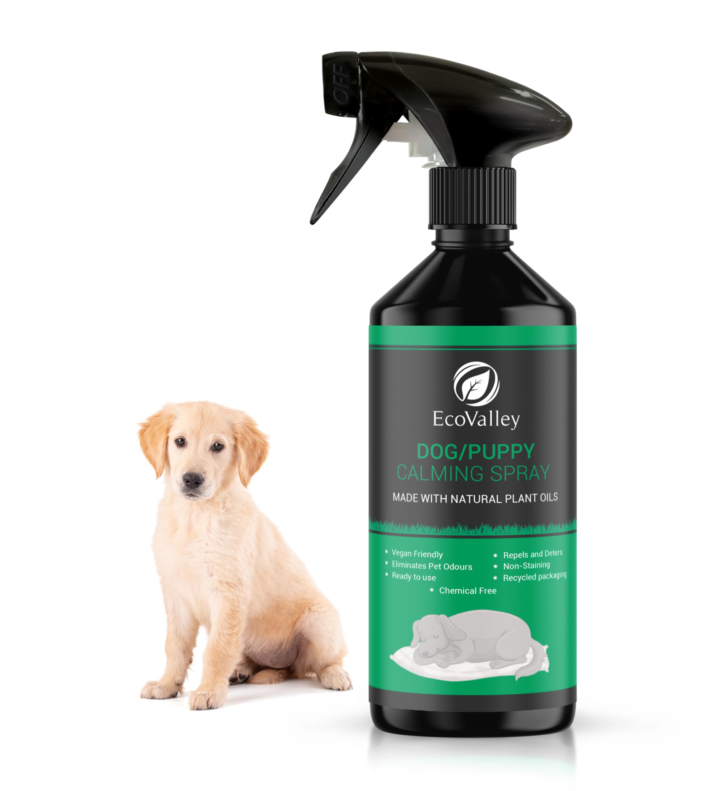 EcoValley Dog Puppy Calming Anxiety Spray - Training Aid & Natural Separation Anxiety Relief - Chemical-Free Formula - 500ml