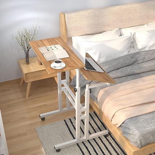 Miniatura 5 de DlandHome Escritorio móvil de pie, escritorio con ruedas, escritorio para sentarse, escritorio de computadora móvil, escritorio de pie ajustable,