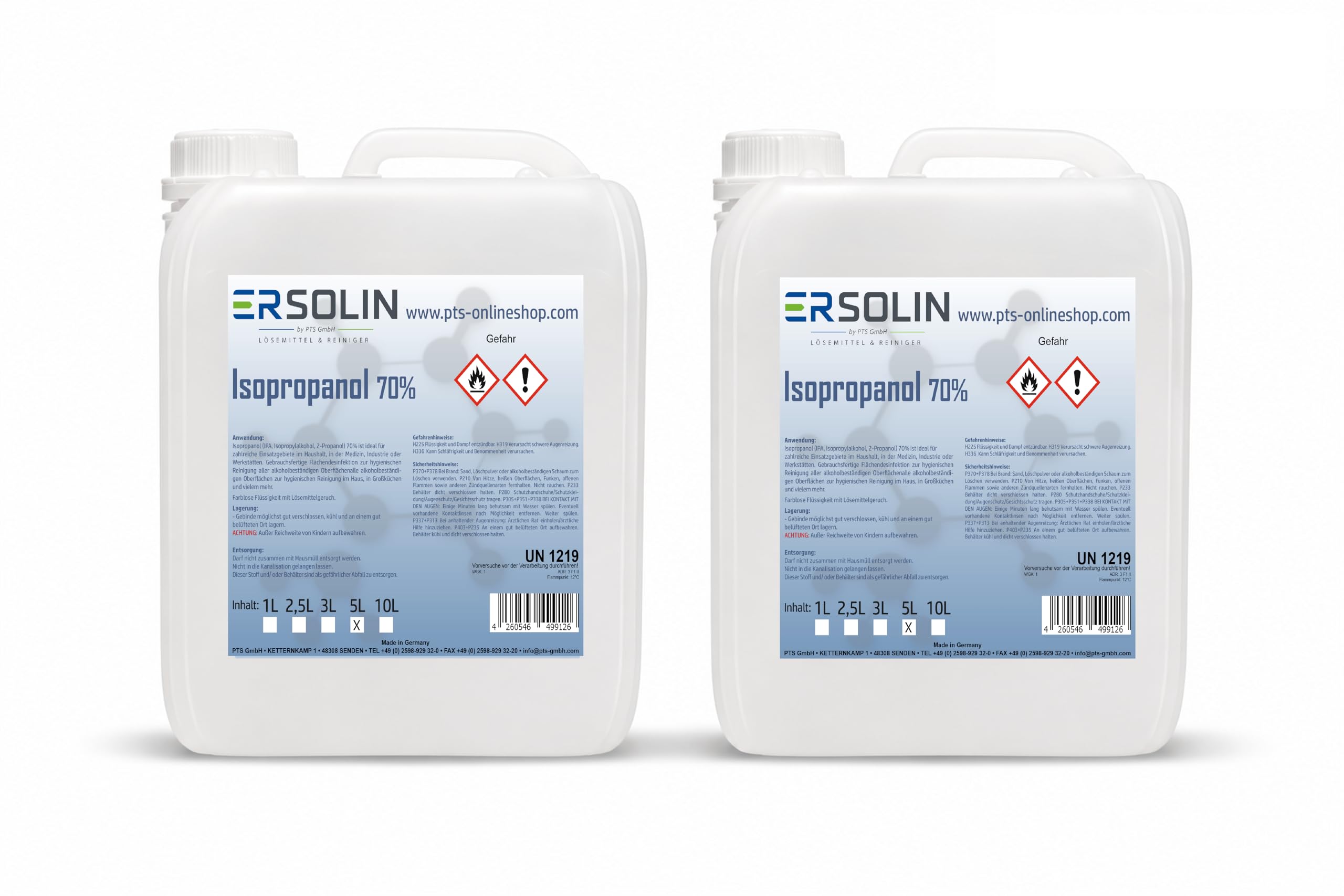 Isopropanol 70% (IPA, Isopropylalkohol, 2-Propanol) 2 x 5 Liter (10 Liter) Kanister