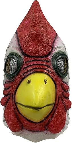 Miniatura 3 de Máscara de gallo de gallo de cabeza completa, accesorios de cosplay animal máscara de látex para Halloween (Cock) multicolor, Multicolorido