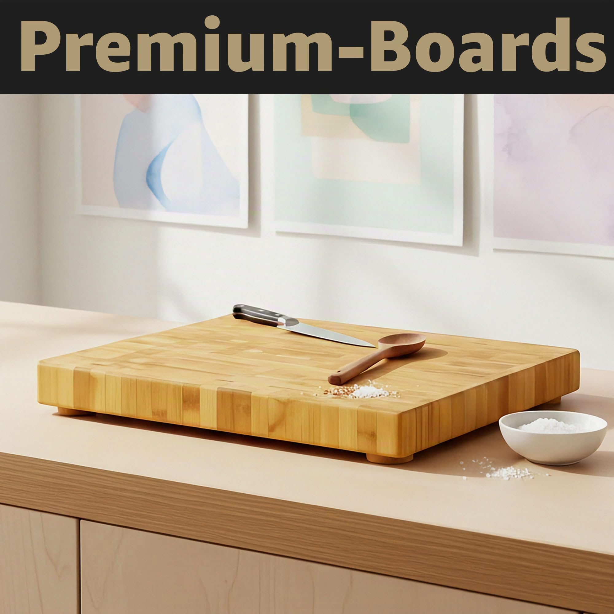 Deluxe Board XL, großes Profi-Schneidebrett aus massivem Bambusholz, 60 x 45 x 5 cm, 8.0 kg