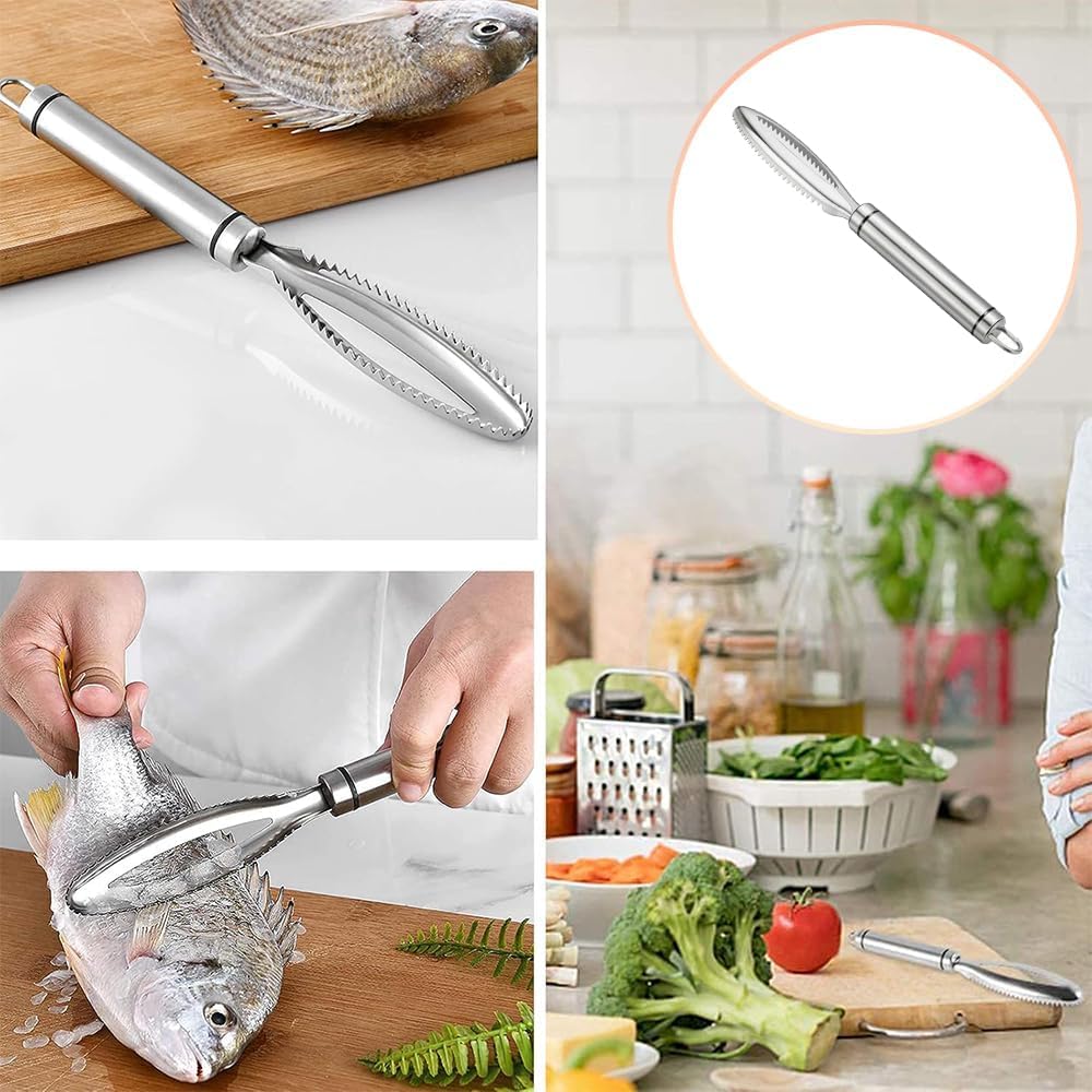 Nekuba Balık Pulu Çıkarıcı, Paslanmaz Çelik, Ergonomik Saplı, Profesyonel ve Özel Mutfak Kullanımı için