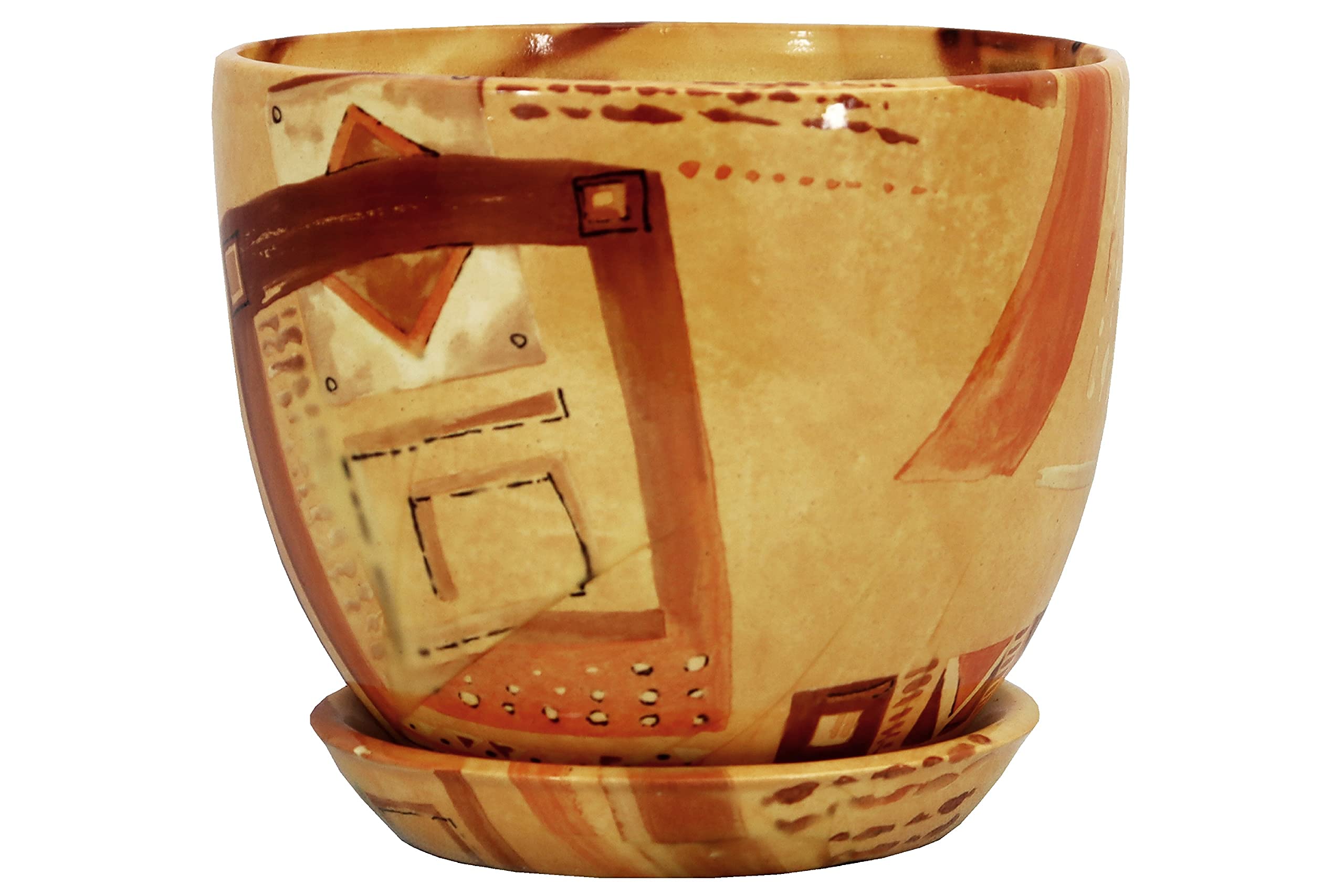 Rainbow Pots Pattern - 17 Ceramic Plant Pots With Saucer Large And Small- 32 Colours, Flower Pots Bonsai (, Φ 16Cm (6,3 Inch))