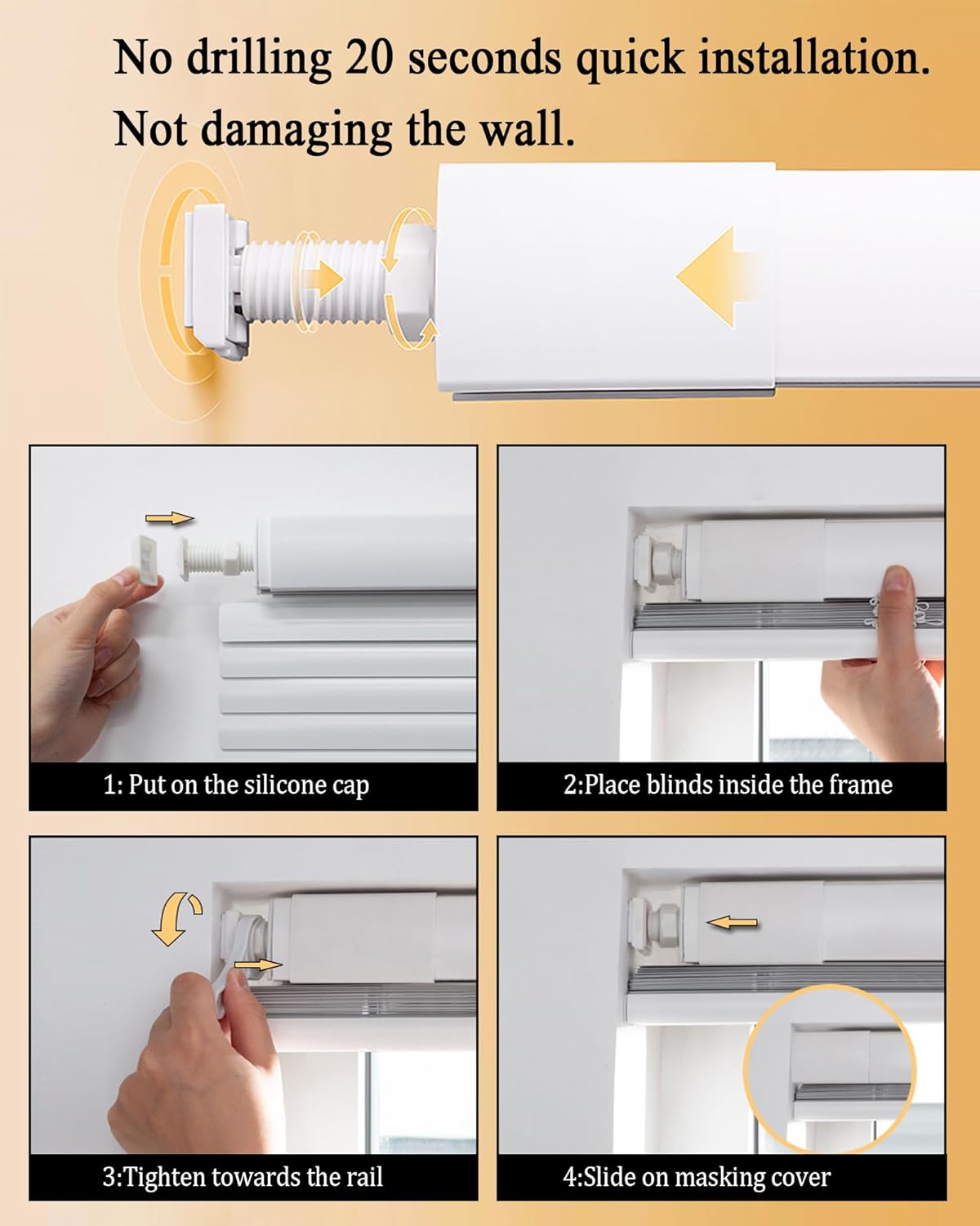 33" Width x 16" Height Mini Blinds, No Drill 1 inch Mini Blinds No Tools Cordless Venetian Blind Horizontal Window Blind & Shades. Black.