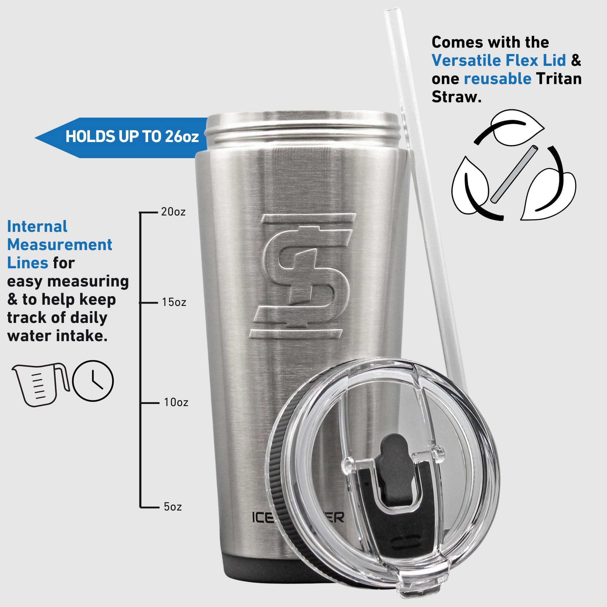 Ice Shaker Isolierte Edelstahl-Wasserflasche mit Strohhalm, 750 ml, bekannt aus Shark Tank