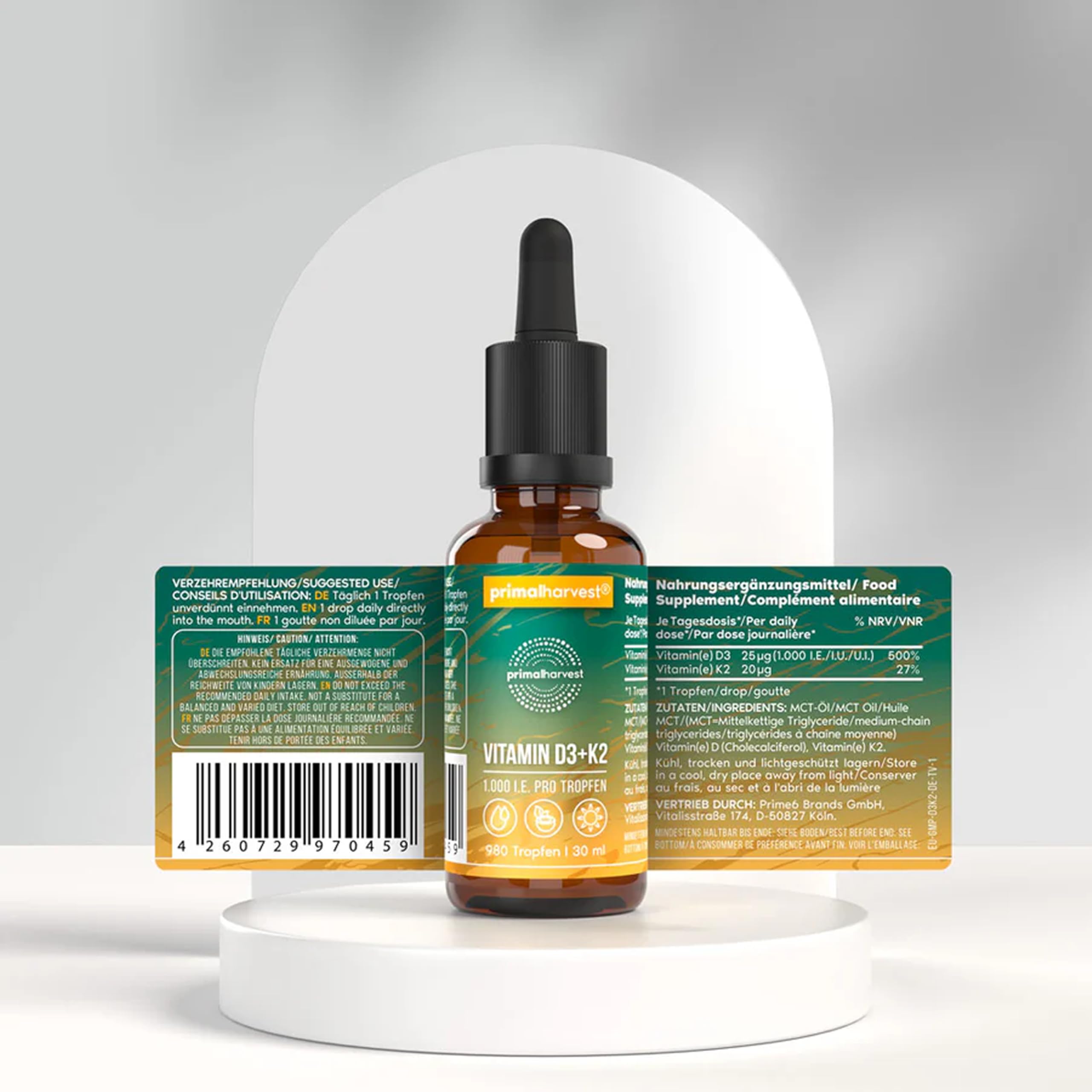 Primal Vitamine D3+K2 - Complément alimentaire quotidien végétarien