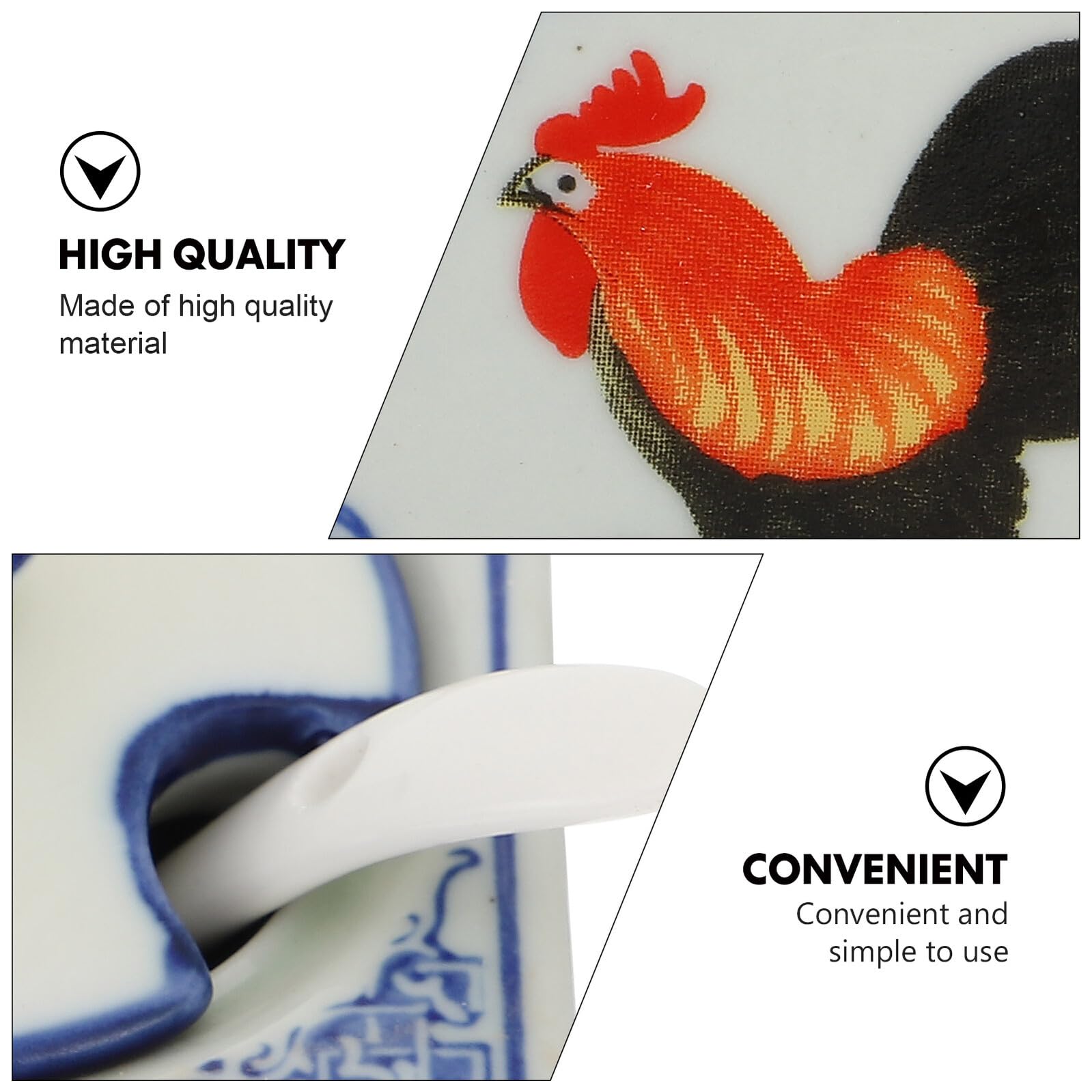 Pot à Sel Céramique Coq Décoratif Récipient Compact pour Cuisine Accessoire Pratique sans Couvercle Matériau Sain et Écologique Rangement Condiment pour Usage Domestique