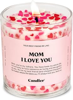 Mom I Love You Candle, Scented Phthalate-Free Soy Candles with 60+ Hours Burn Time, Vegan Cruelty-Free Thank You Gifts for Moms on Birthdays, Mother’s Day, Valentine's Day & More - Candier