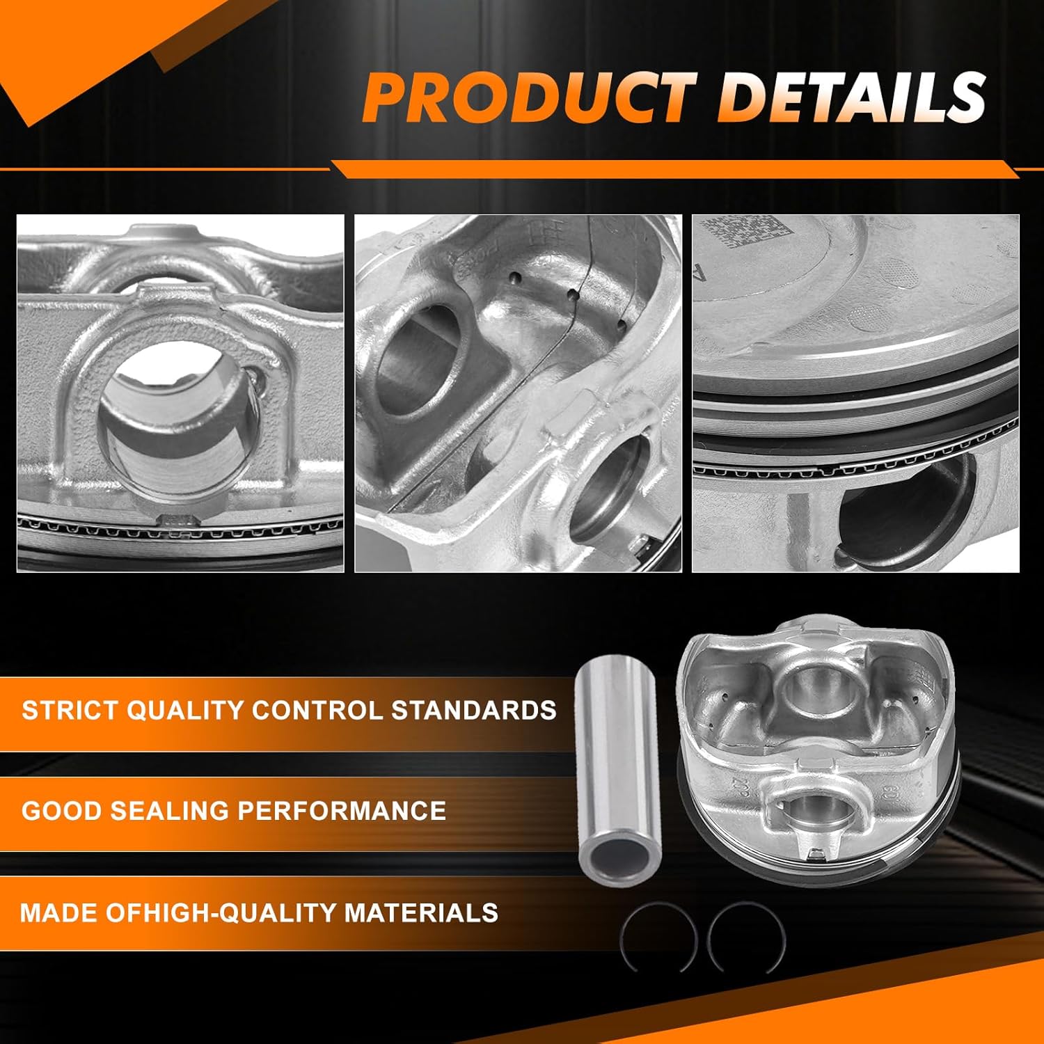 4pcs 234102G400 G4KH Engine Pistons & Rings Fits for Hyundai 2011-2013 Sonata Kia Optima 2.0L TURBO 2011-2013 Replace# 23410-2G400