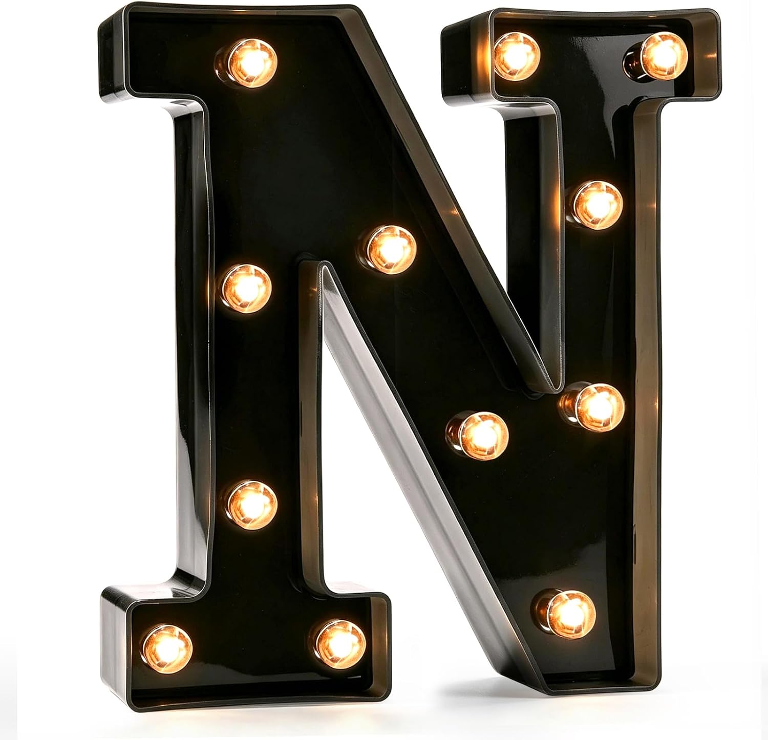 Pooqla Black Light Up Letter N, Marquee Letters Black Room Decor