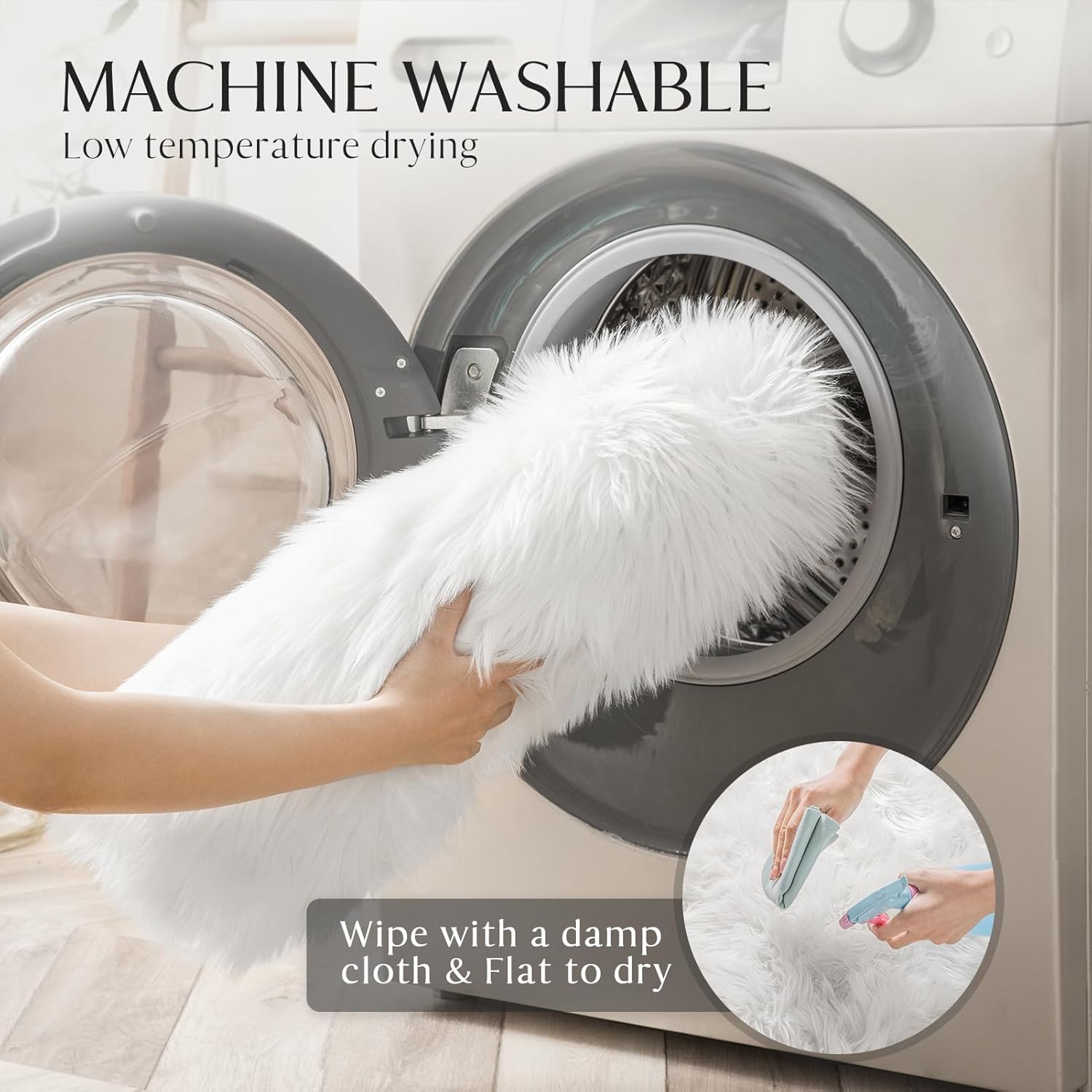 Ashler Faux Fur Rug, White Area Rugs, Fluffy Sheepskin Fur Rug, Fuzzy Ultra Soft 2 x 6 Ft Rugs, Machine Washable Shag Rug, Nursery Throw Rugs for Bed, Living, Kids Room - Image 6