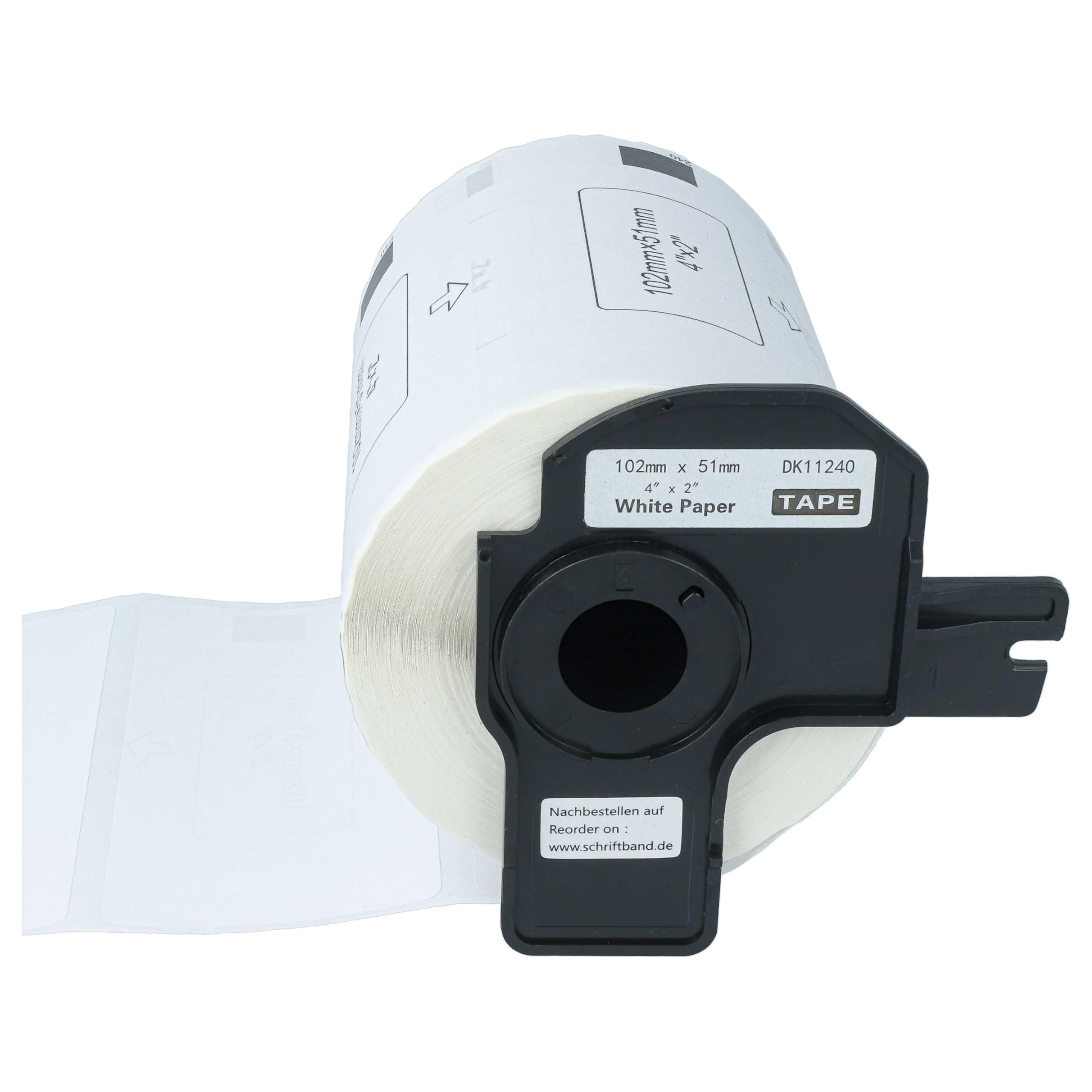 vhbw 5x rolka etykiet + uchwyt 102 mm x 51 mm (600 etykiet) zamiennik dla Brother DK-11240 do etykieciarki