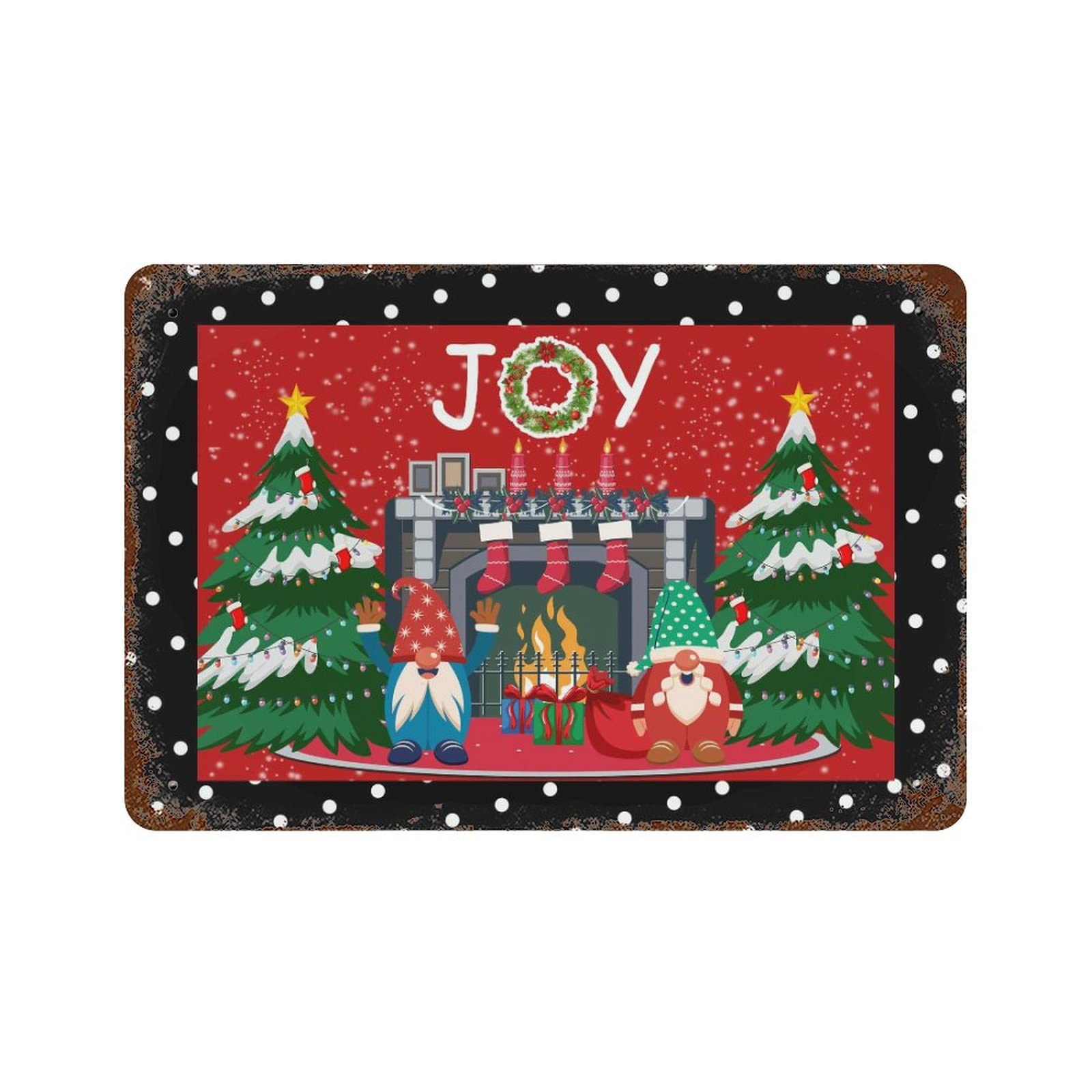Plaque en métal Gnome de Noël Joy déco jardin extérieur et panneau mural bistrot
