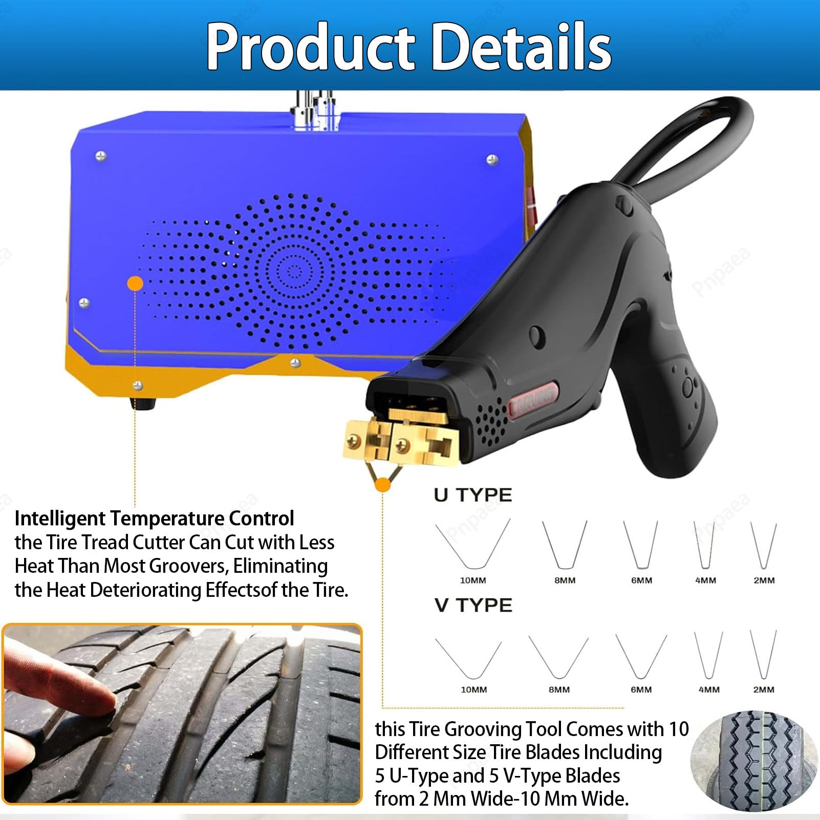 Groover De NeumáTicos Manuales MáQuina Ranuradora De NeumáTicos, Herramienta Ranuradora De NeumáTicos De 1000 W,para NeumáTicos Profesional 20Blades