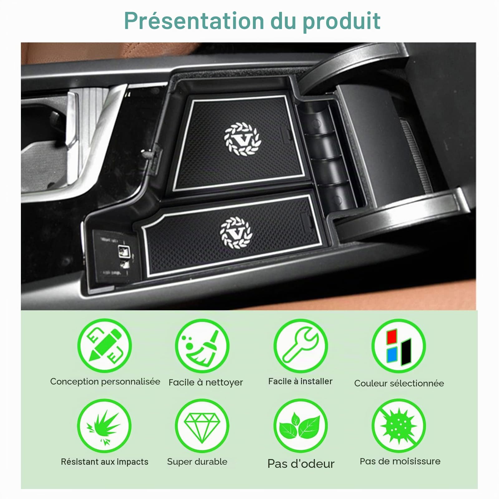 GAFAT Compatible avec Volvo XC60 XC90 V60 S60 V90 S90 2017-2025 2026 Boîte de Rangement pour Accoudoir, Plateau Organiseur Console Centrale, Volvo XC60 Accessoires [PAS FaceIift XC90 2026] (Blanc)